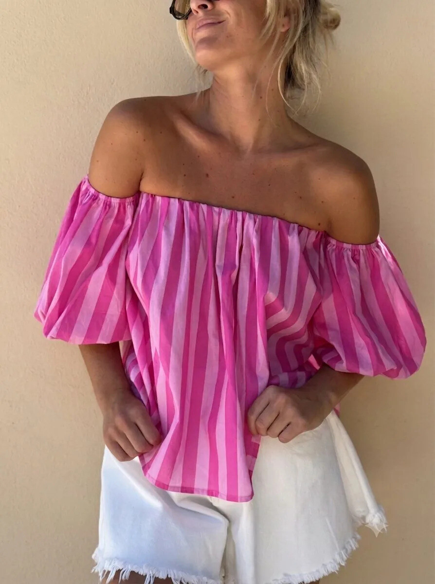 Grossiste Golden Live - Top bardot en popeline