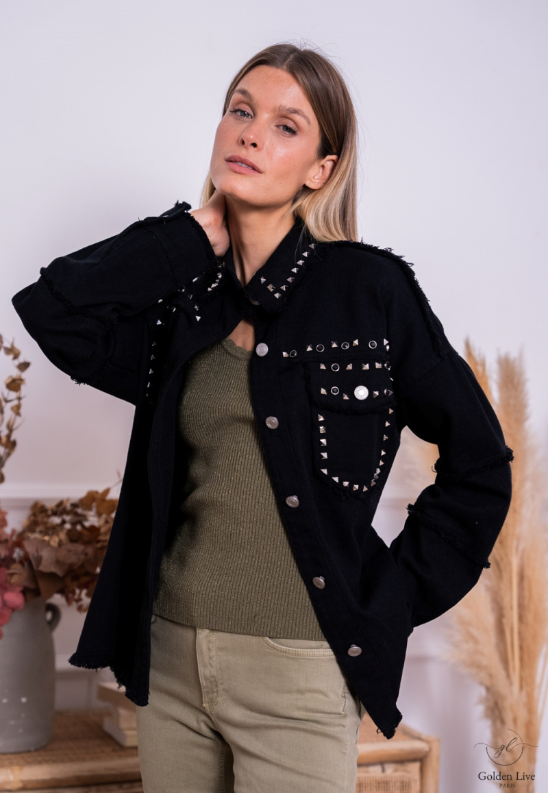 Grossiste Golden Live - Veste en jean à clous
