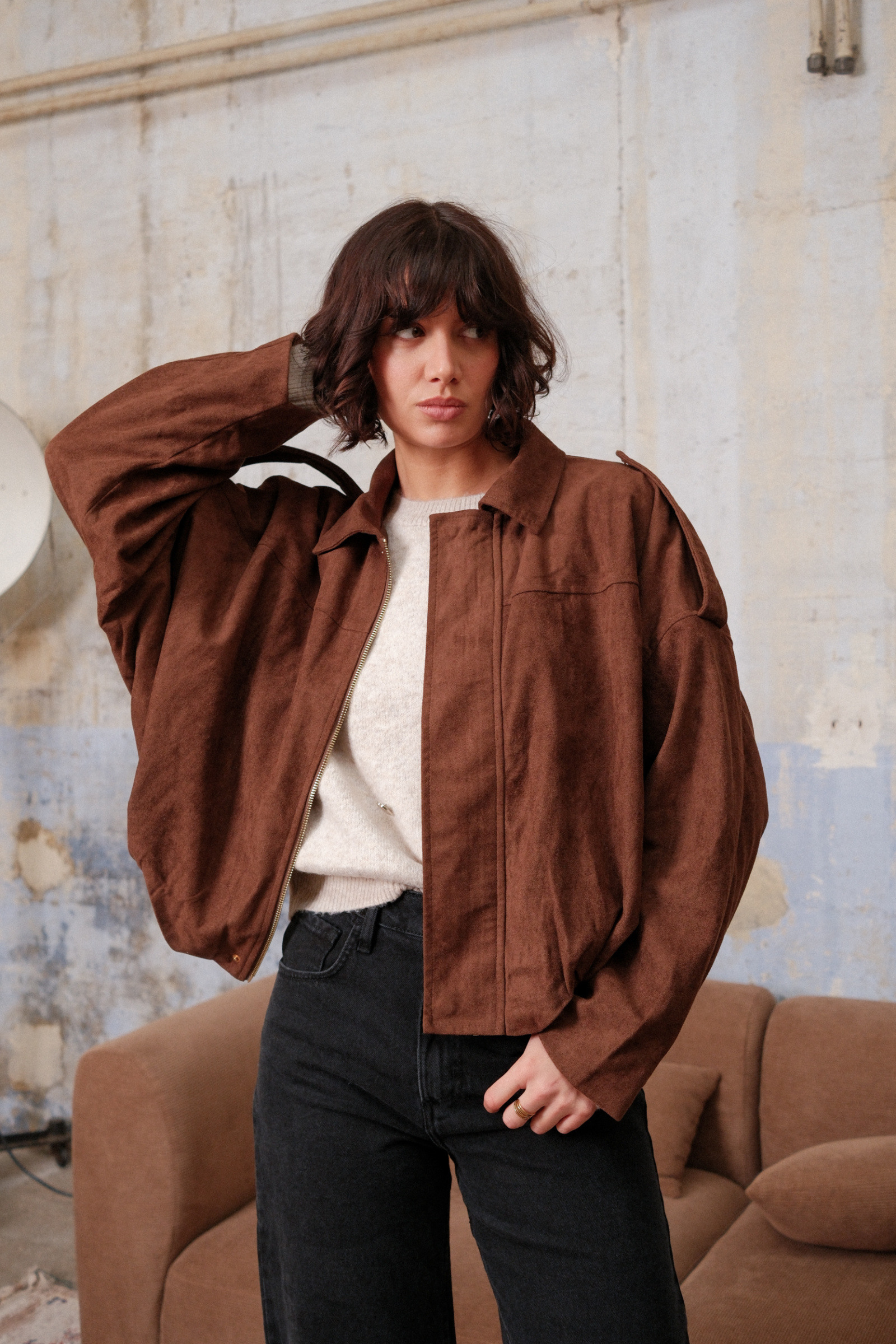 Grossiste Golden Live - Bomber en suedine oversize