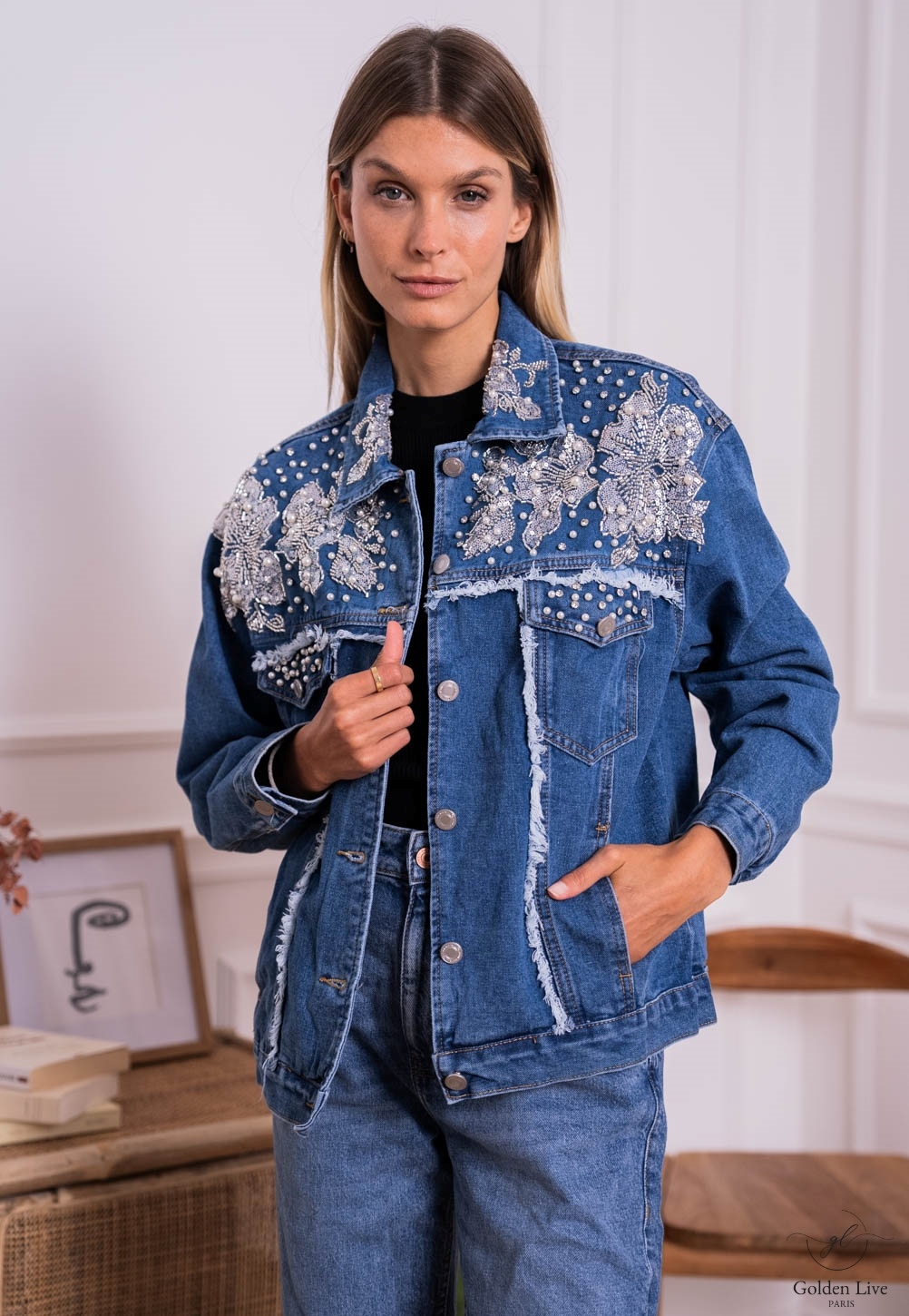 Wholesaler Golden Live - Sequined denim jacket