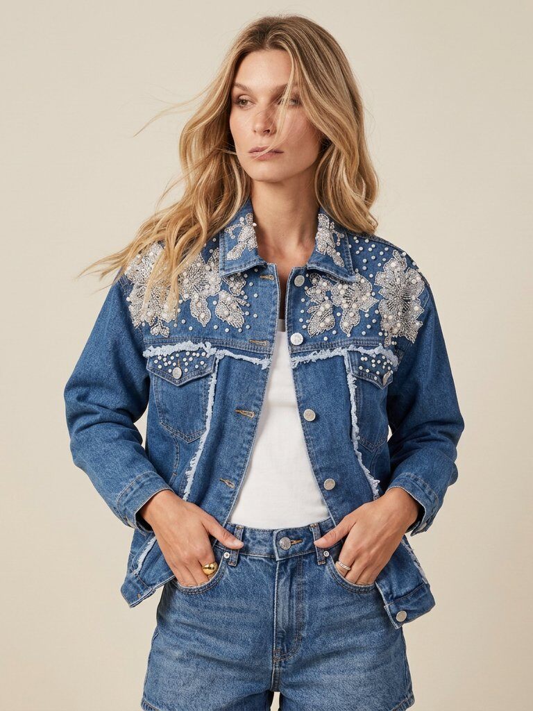 Grossiste Golden Live - Veste en jean à strass