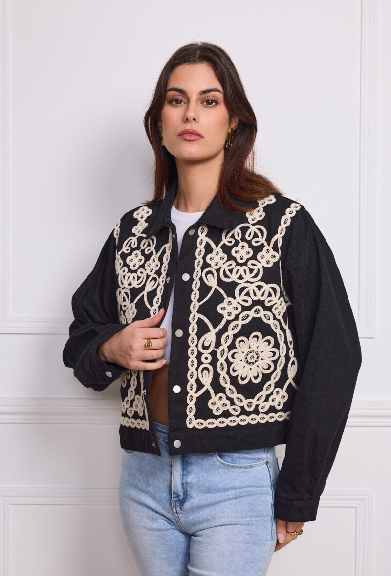 Wholesaler Golden Live - Beaded embroidered denim jacket