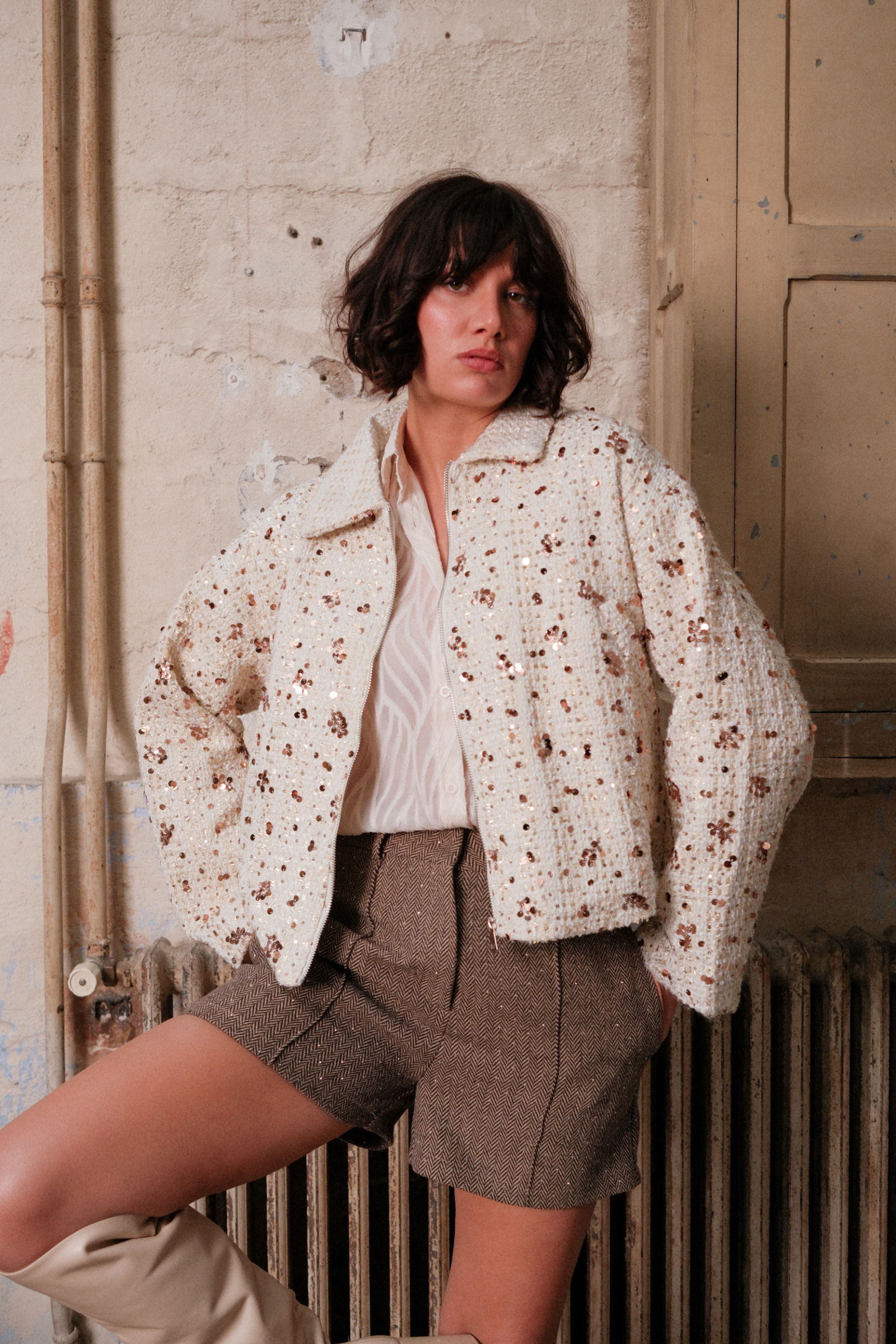 Grossiste Golden Live - Veste texturée à sequins