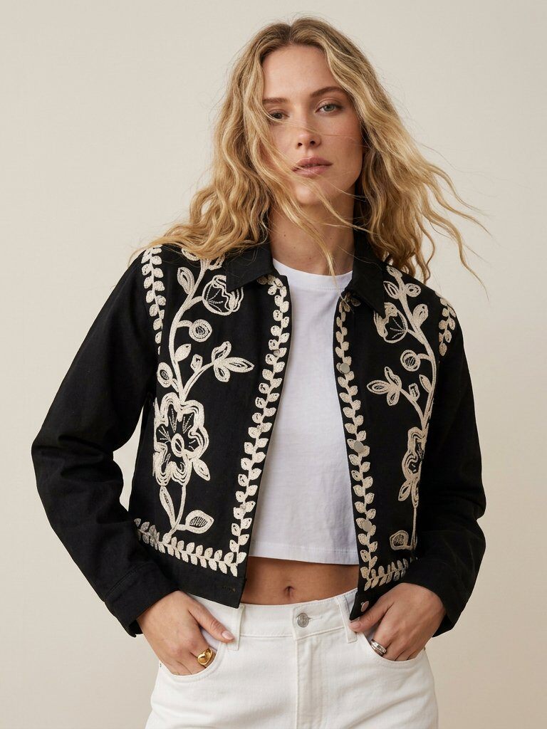 Grossiste Golden Live - Veste en jean à broderies