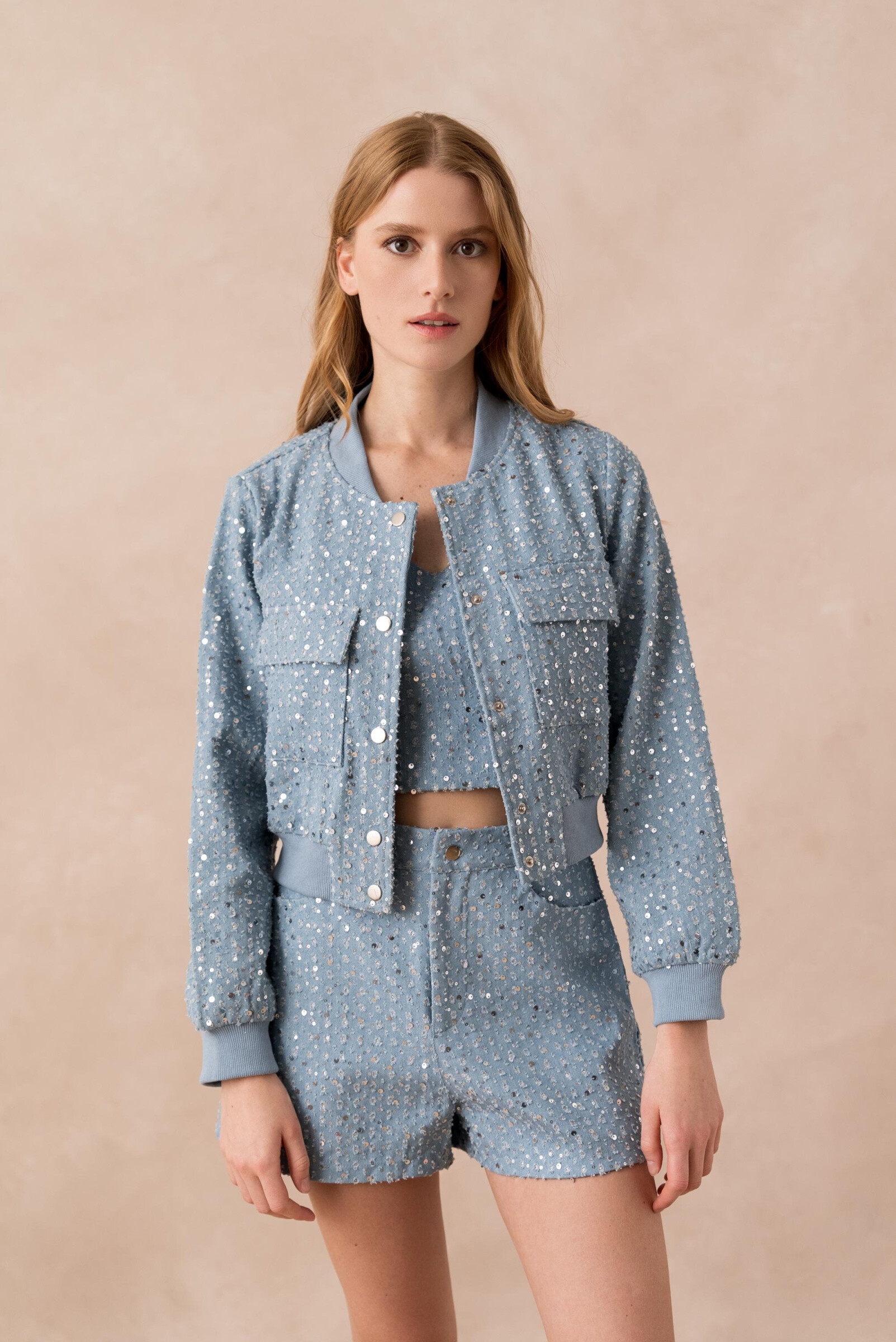 Wholesaler Golden Live - Sequin denim jacket