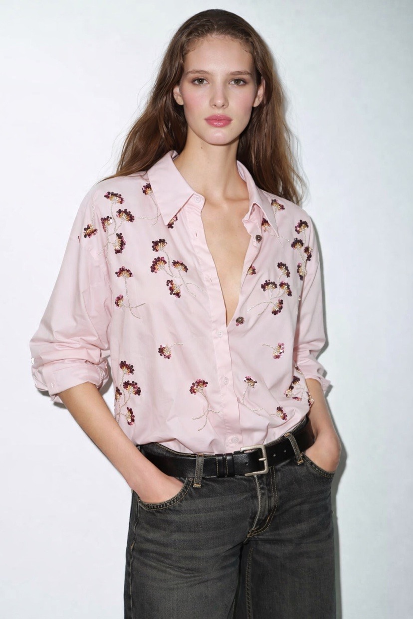 Grossiste Goldendays - Chemise Strass Fleurs Délicates