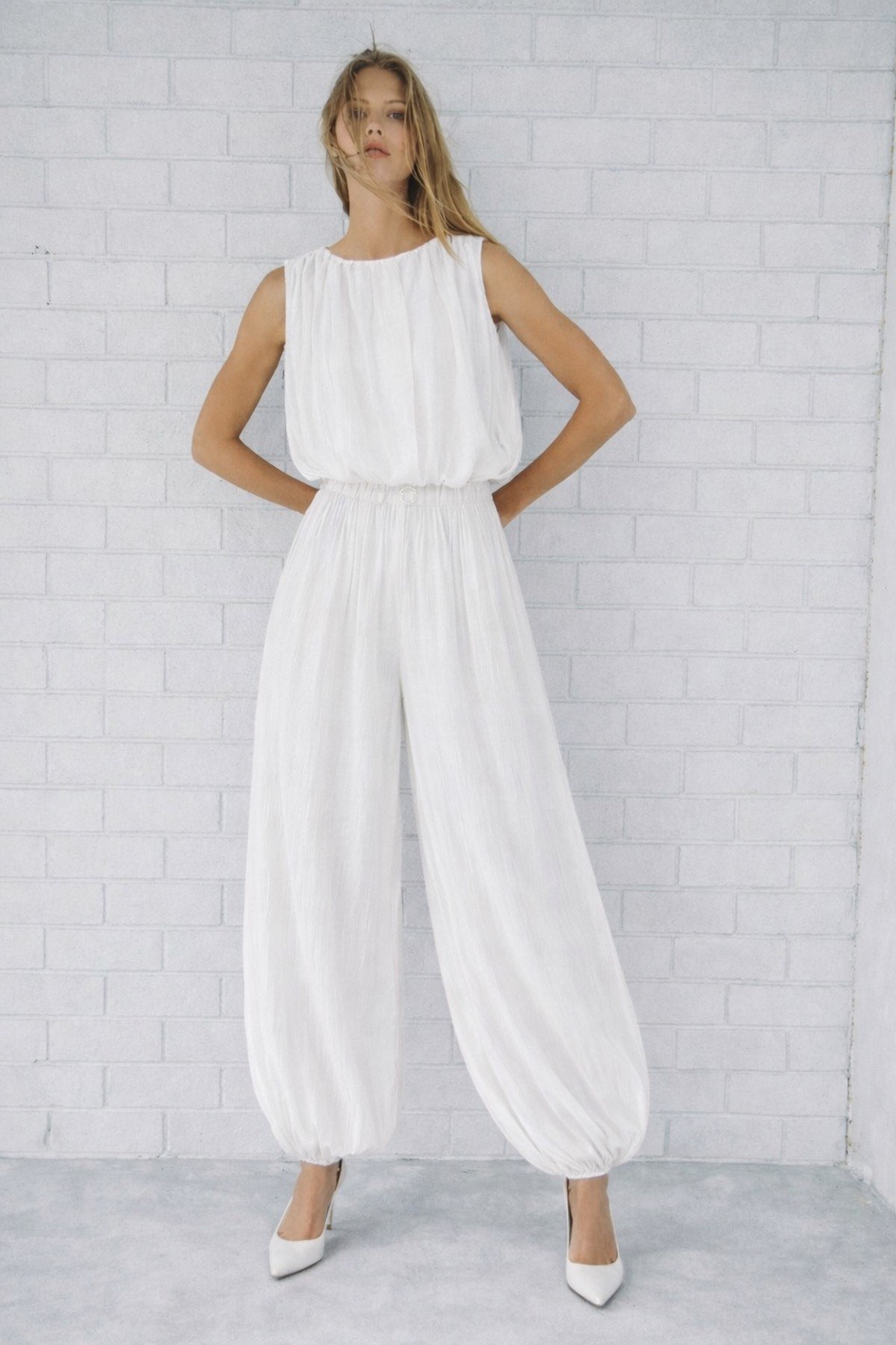slim fit dress slacks Tall High Waist Flare Dress Pants White / L / 37 main image 1