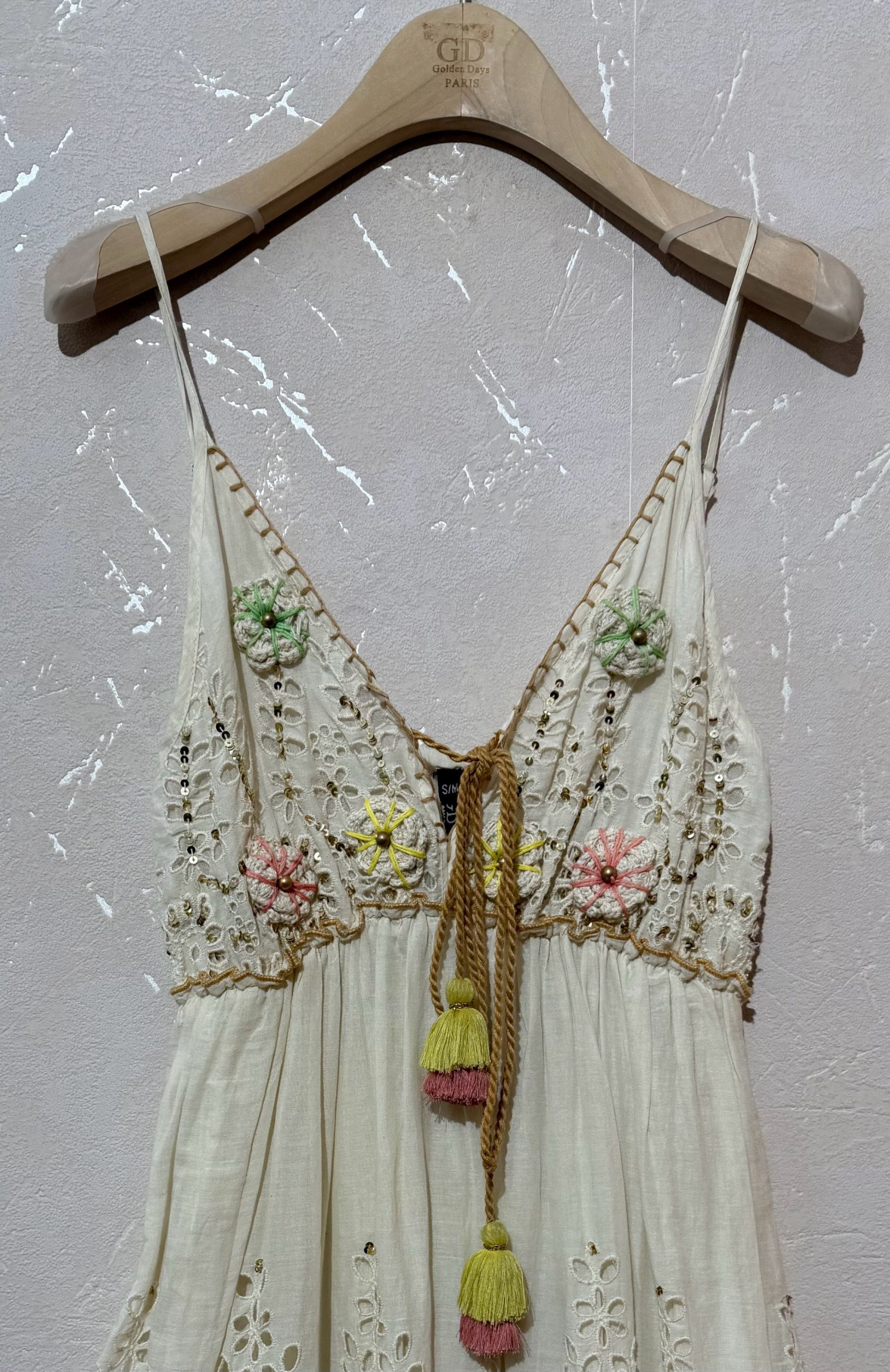 golden days paris dresses Embroidered long dress with straps and V-neck #RusticWedding