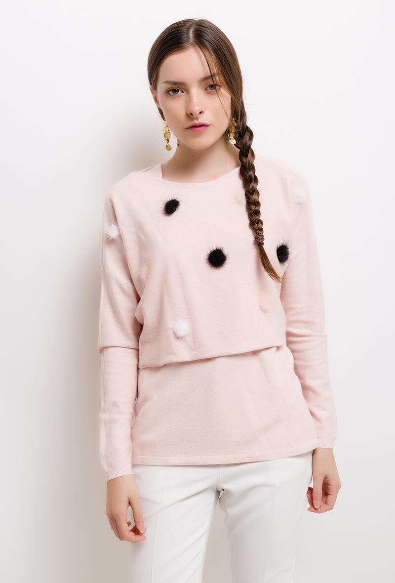 Wholesaler Good Luck - Sweater with ppoms