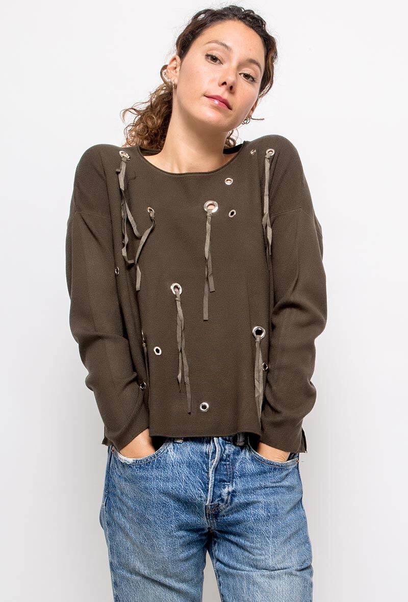 Wholesaler Good Luck - Sweater with eyelets