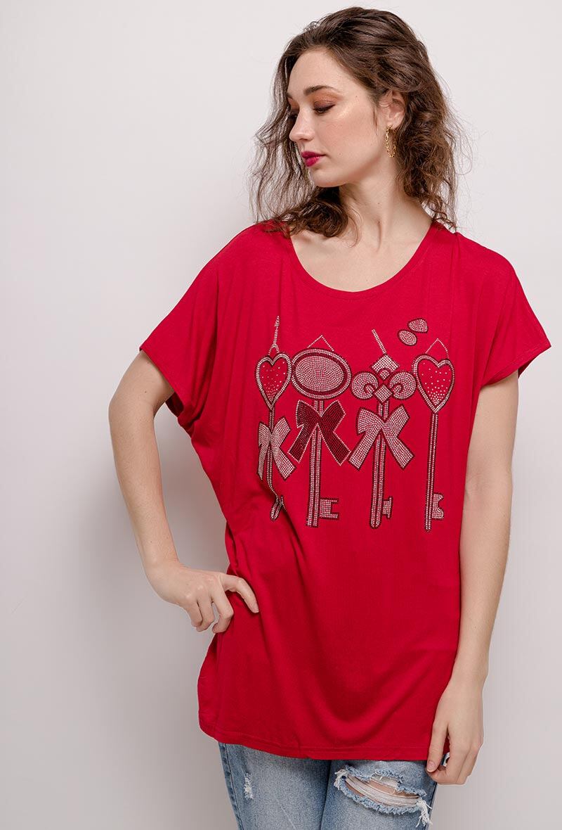 Wholesaler Good Luck - T-shirt DEAR with strass