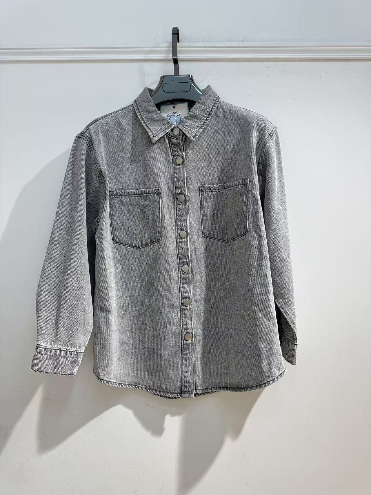 Wholesaler Goodies - Light gray danned denim shirt Oversize