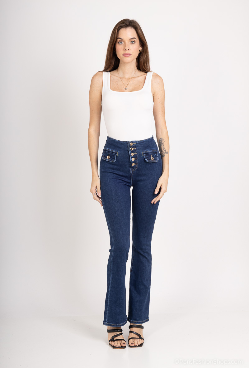 Wholesaler Goodies - Flare jean taille haute 5 boutons