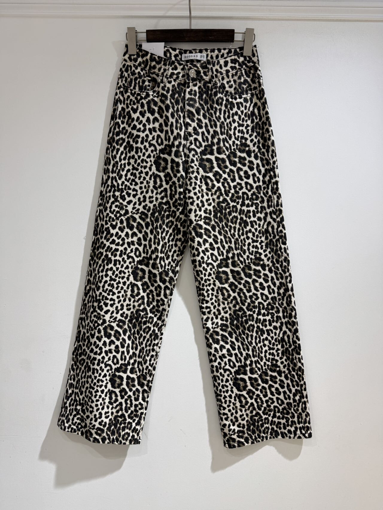 Wholesaler Goodies - Wide leg high waisted stretch leopard jean