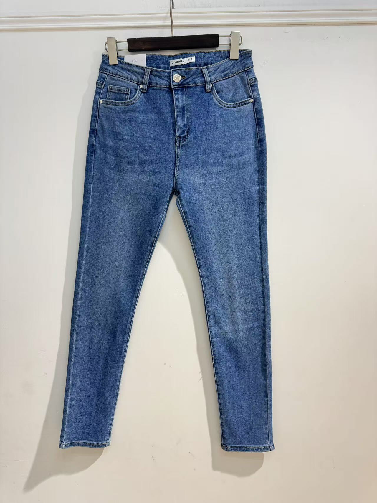Grossiste Goodies - Jean skinny bleu délavé stretch