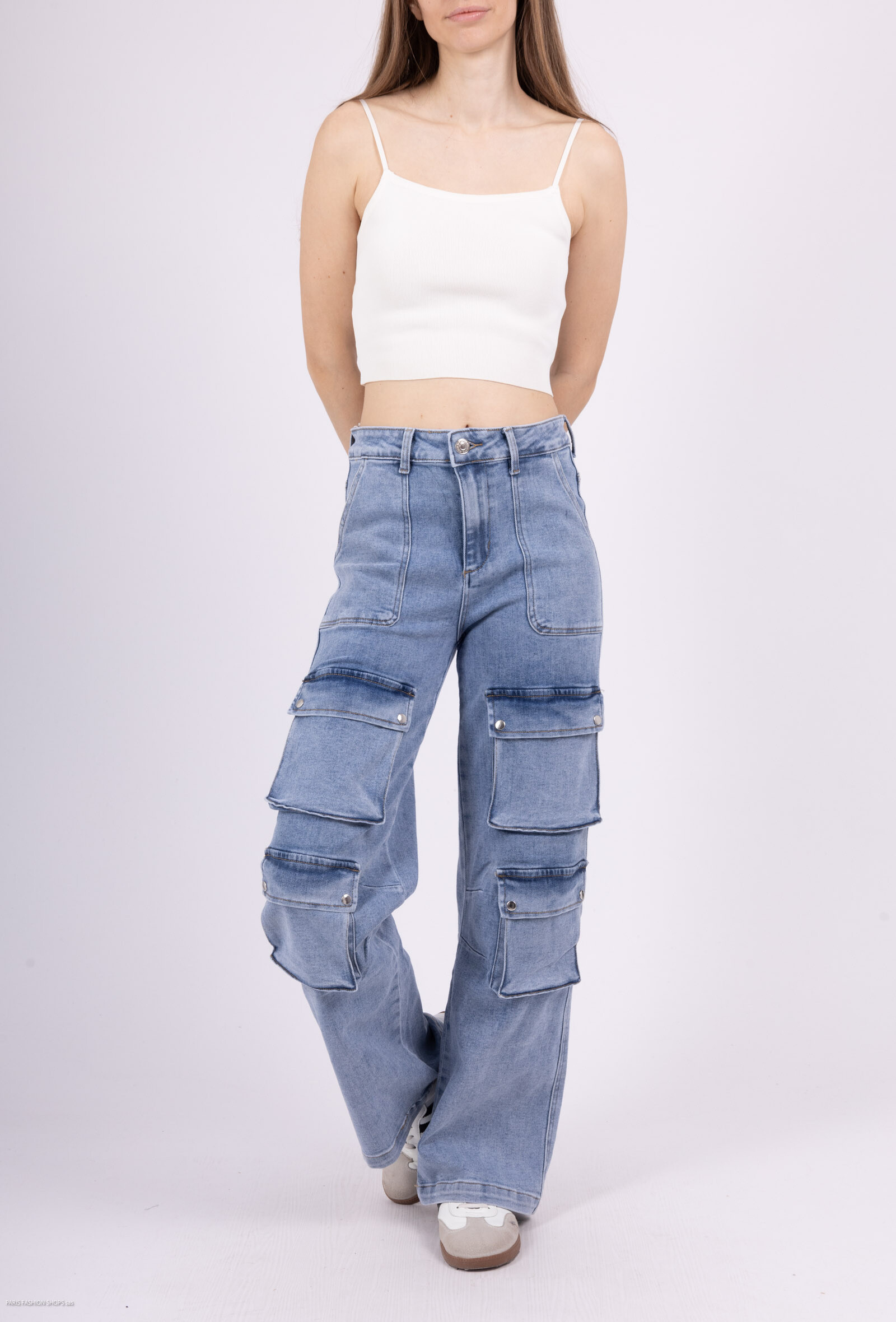 Grossiste Goodies - Jean cargo délavé stretch