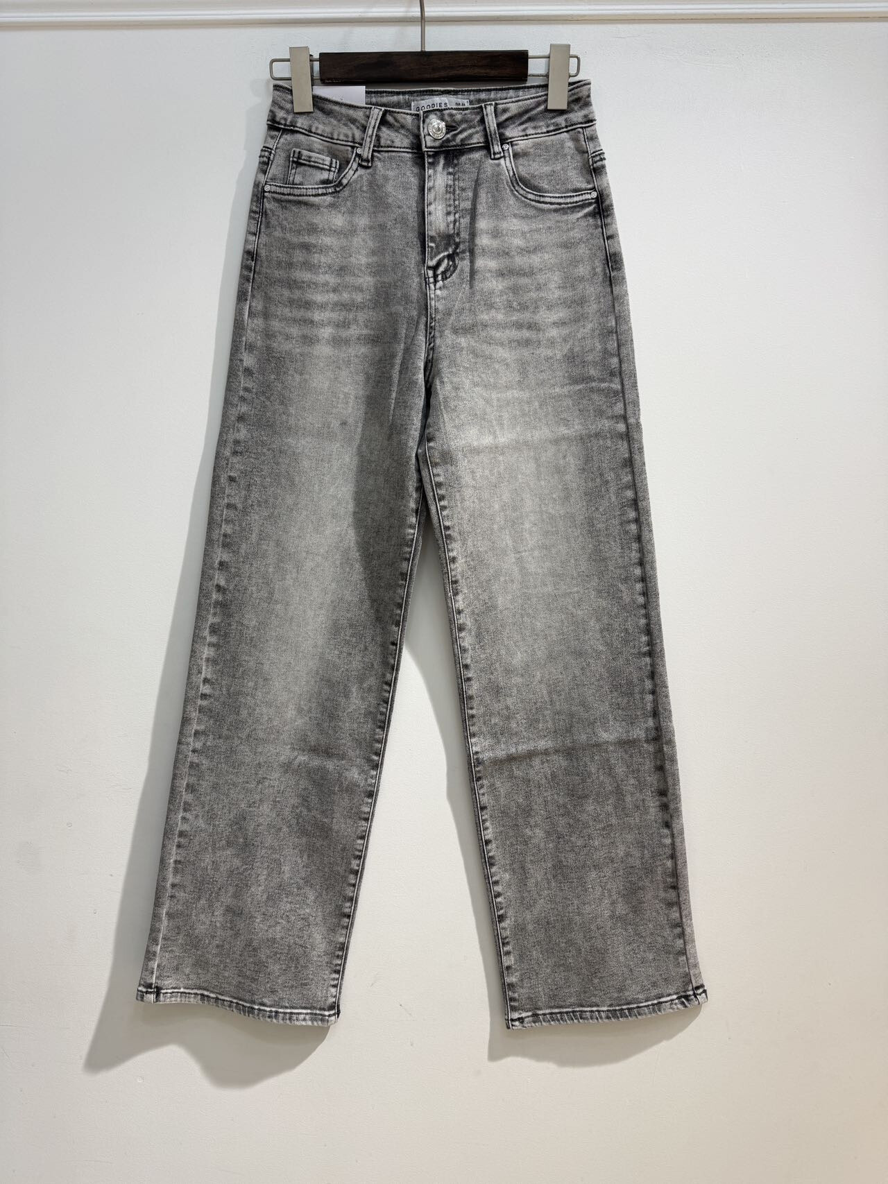 Wholesaler Goodies - Jean Gris clair Wide leg stretch taille haute