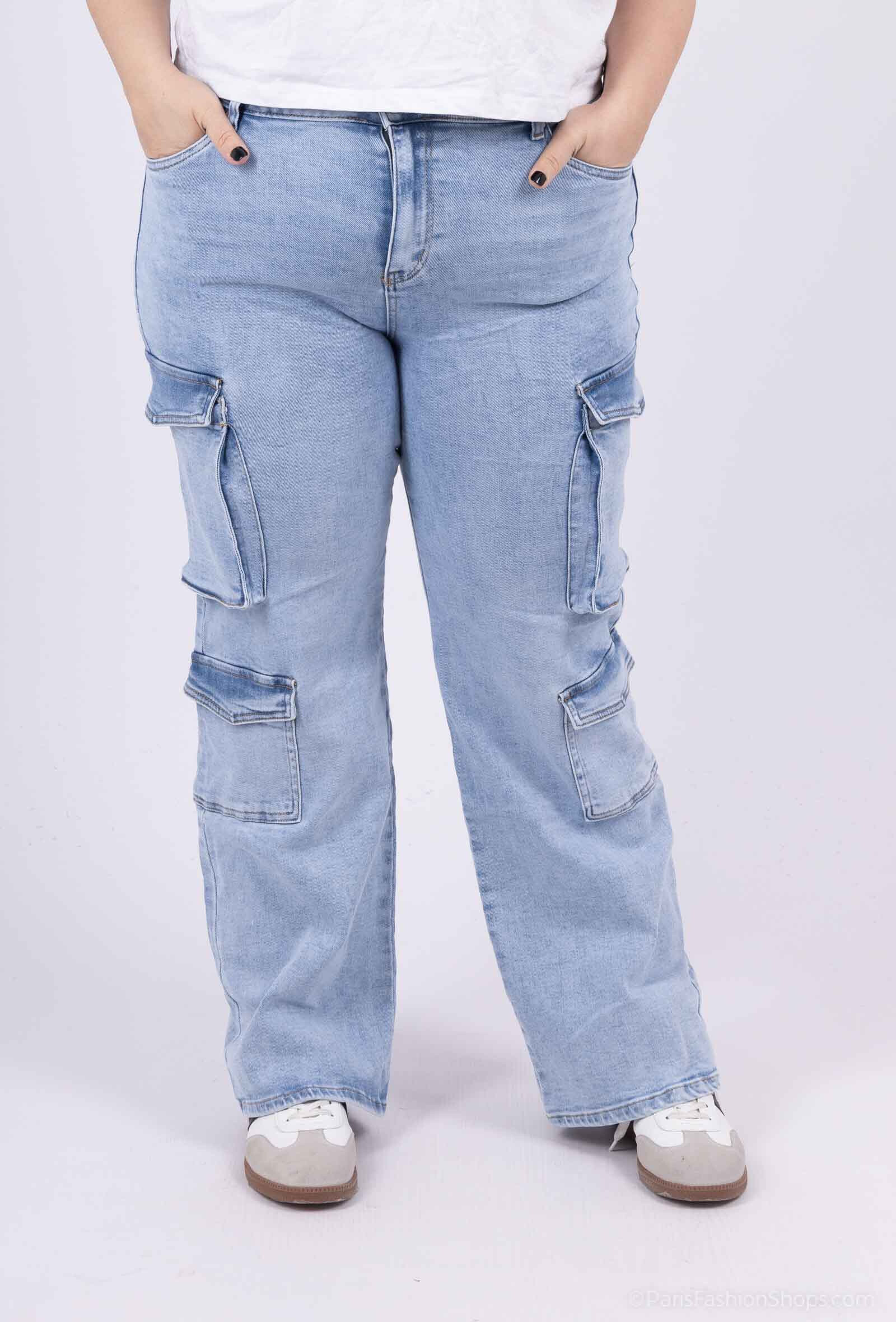 Grossiste Goodies - Jean cargo délavé stretch