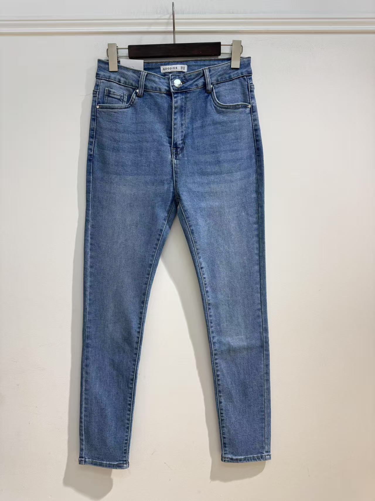 Grossiste Goodies - Jean skinny bleu délavé stretch