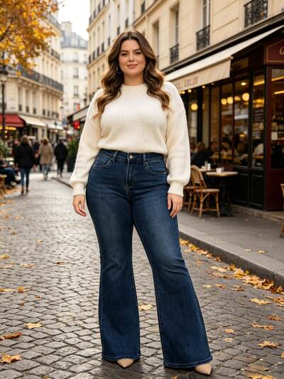 Grossista Goodies - Jeans flare a vita alta elasticizzati Grossista Goodies - Jeans flare a vita alta elasticizzati