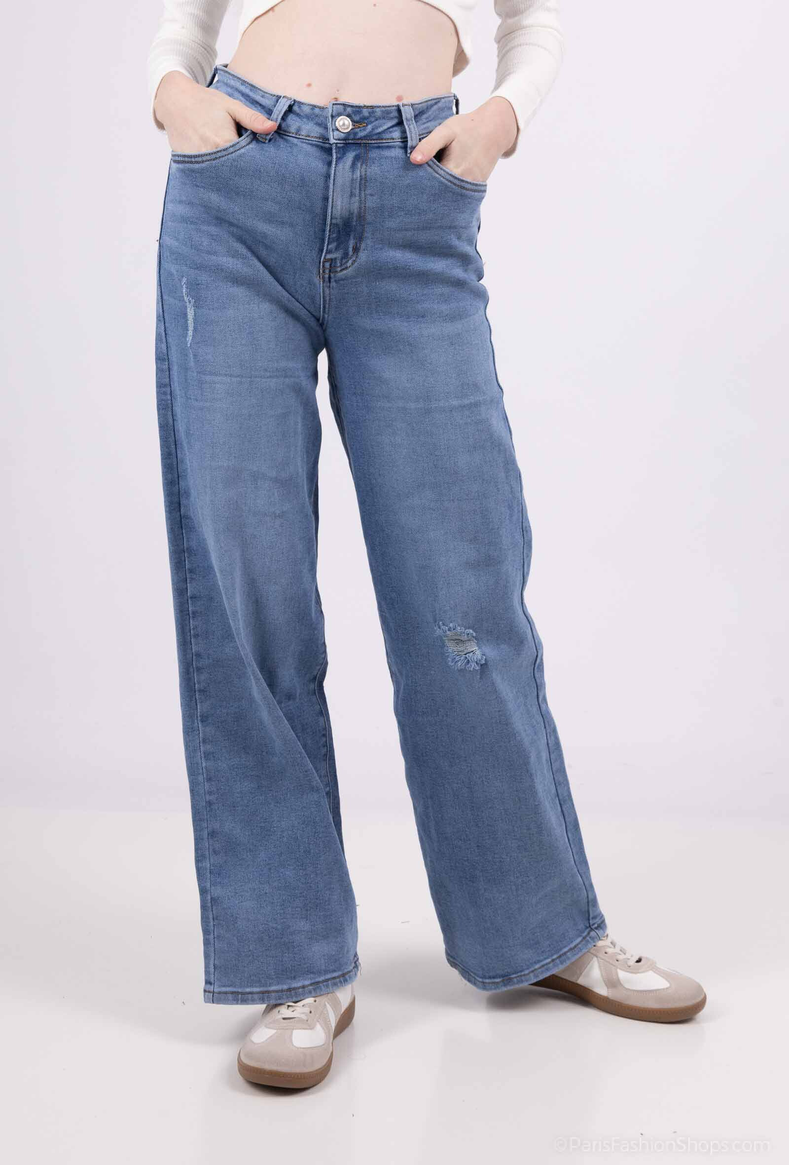 Wholesaler Goodies - Jean wide leg stretch déchiré