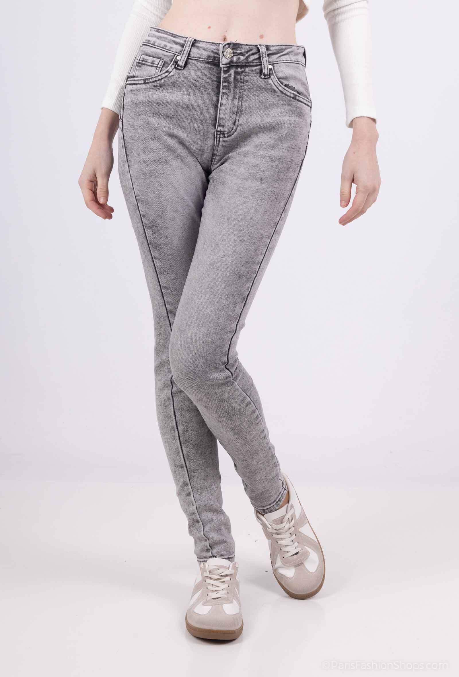 Grossiste Goodies - Jean Skinny stretch gris délavé
