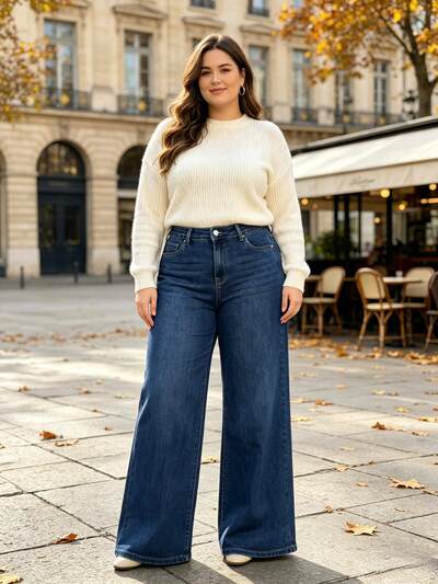 Grossista Goodies - Jeans a gamba larga a vita alta Grossista Goodies - Jeans a gamba larga a vita alta
