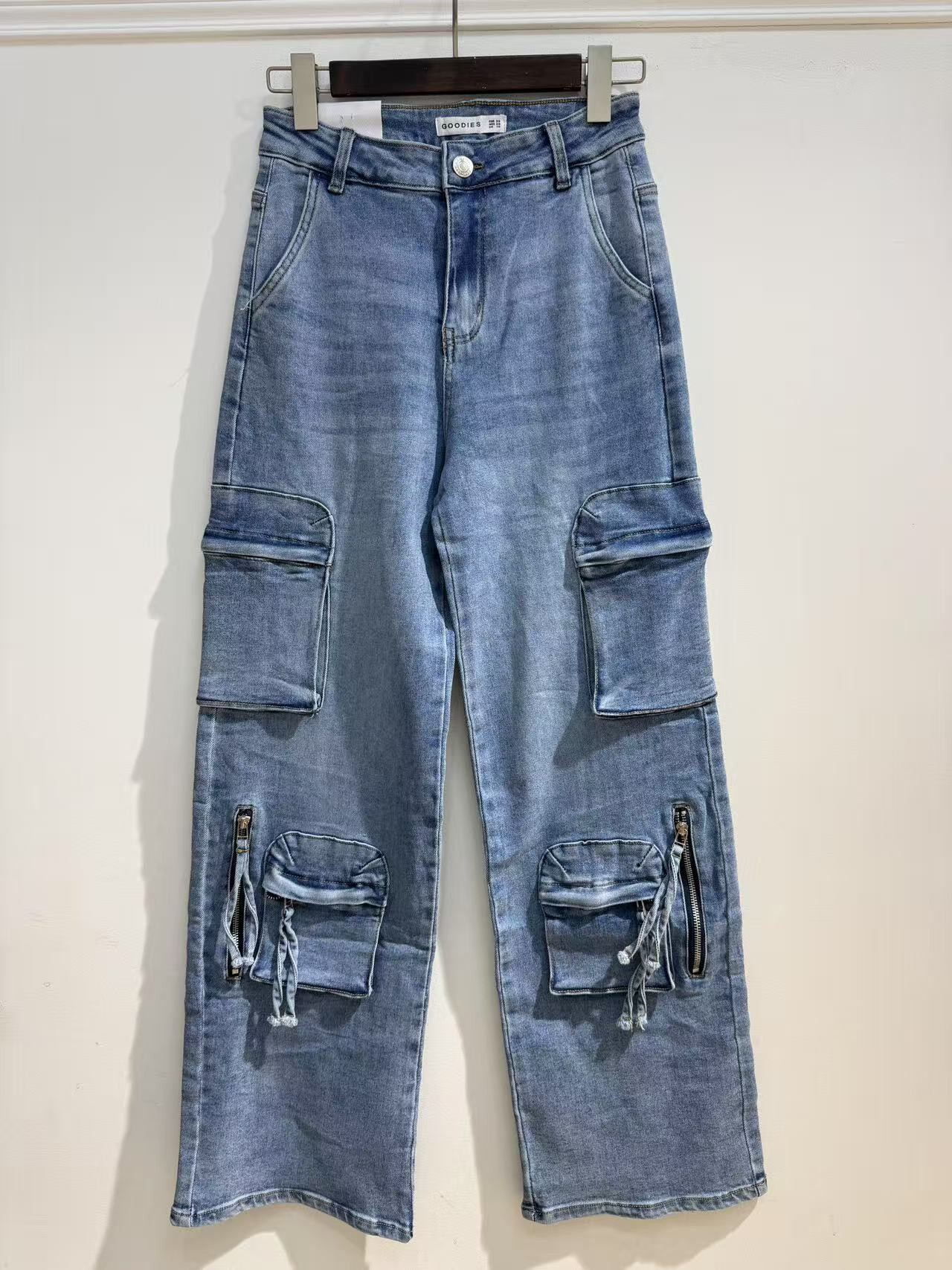 Grossiste Goodies - Jean cargo délavé stretch
