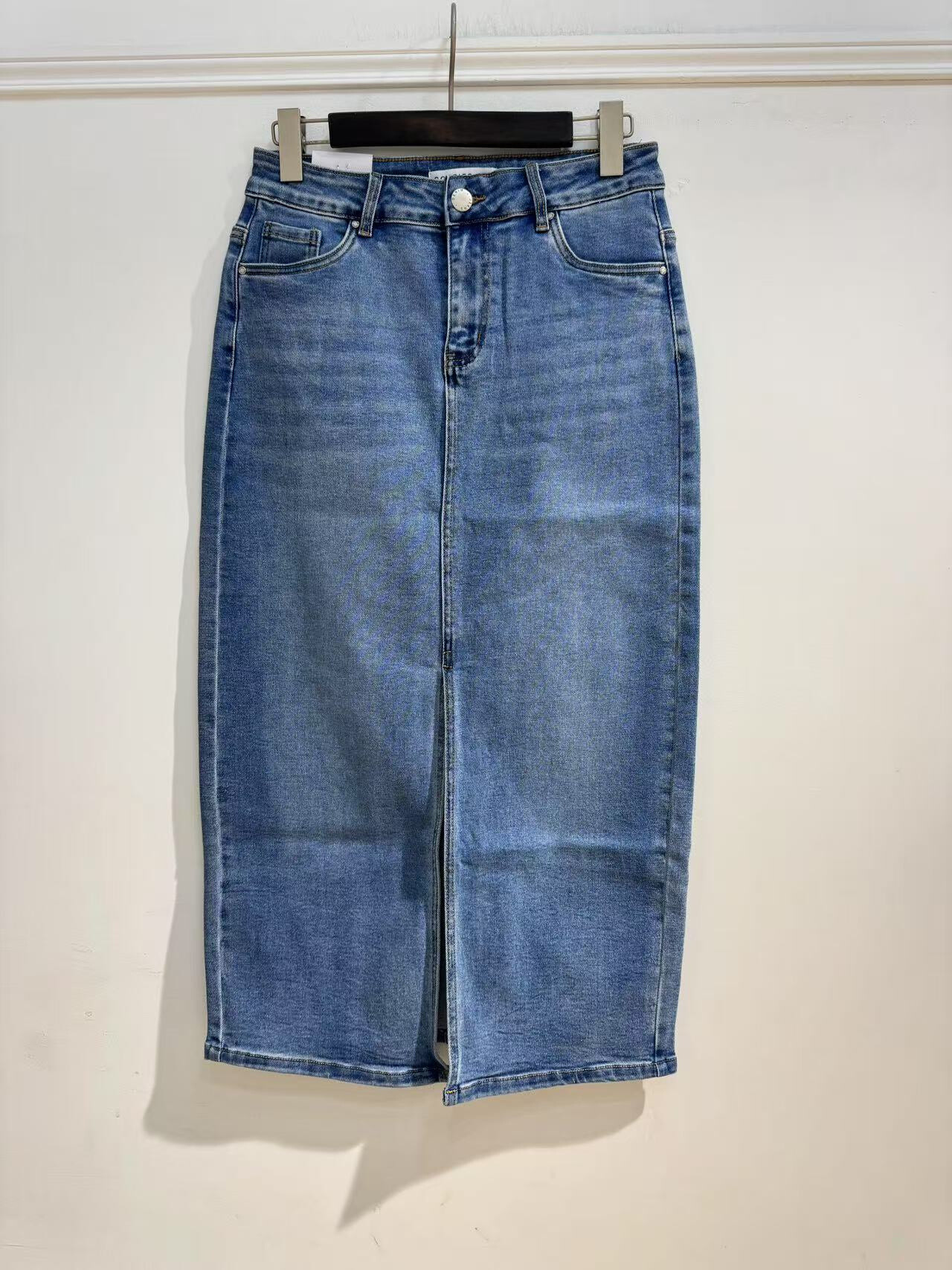 Wholesaler Goodies - Blue denim skirt straight cut