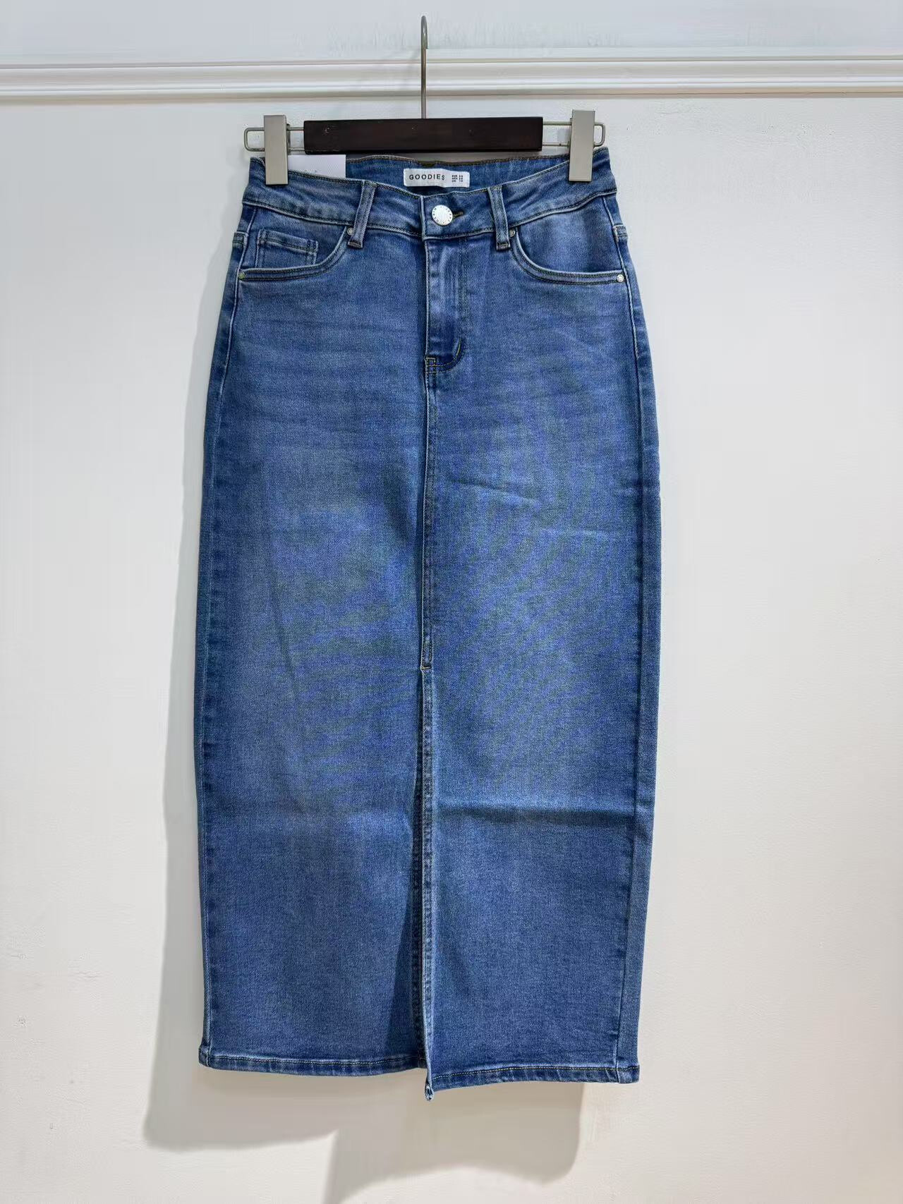 Wholesaler Goodies - Blue denim skirt straight cut