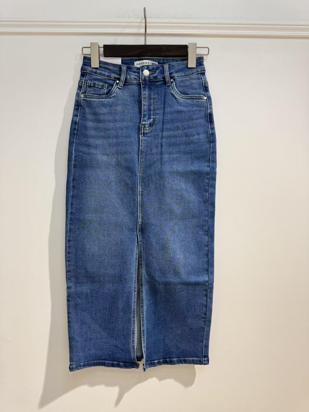 Wholesaler Goodies - Blue denim skirt straight cut