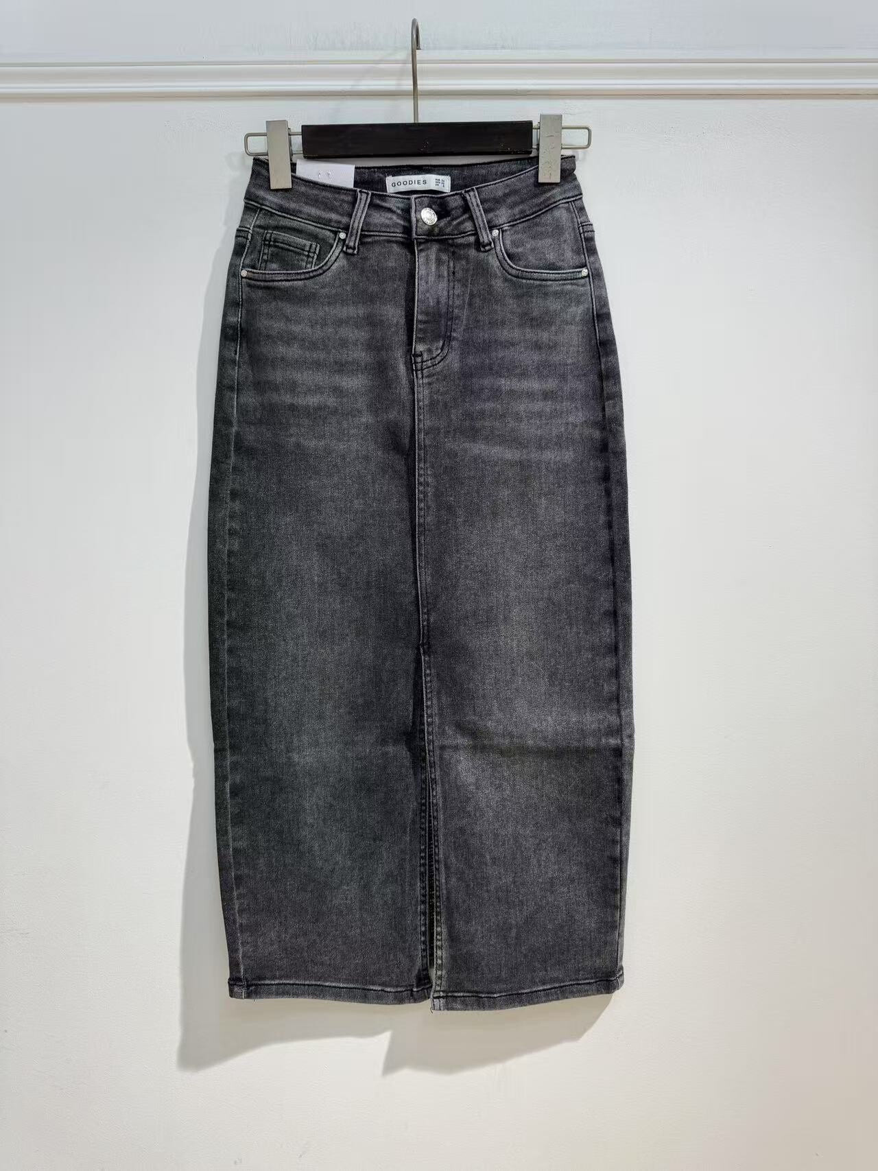 Grossiste Goodies - Jupe en jean gris foncé coupe droite
