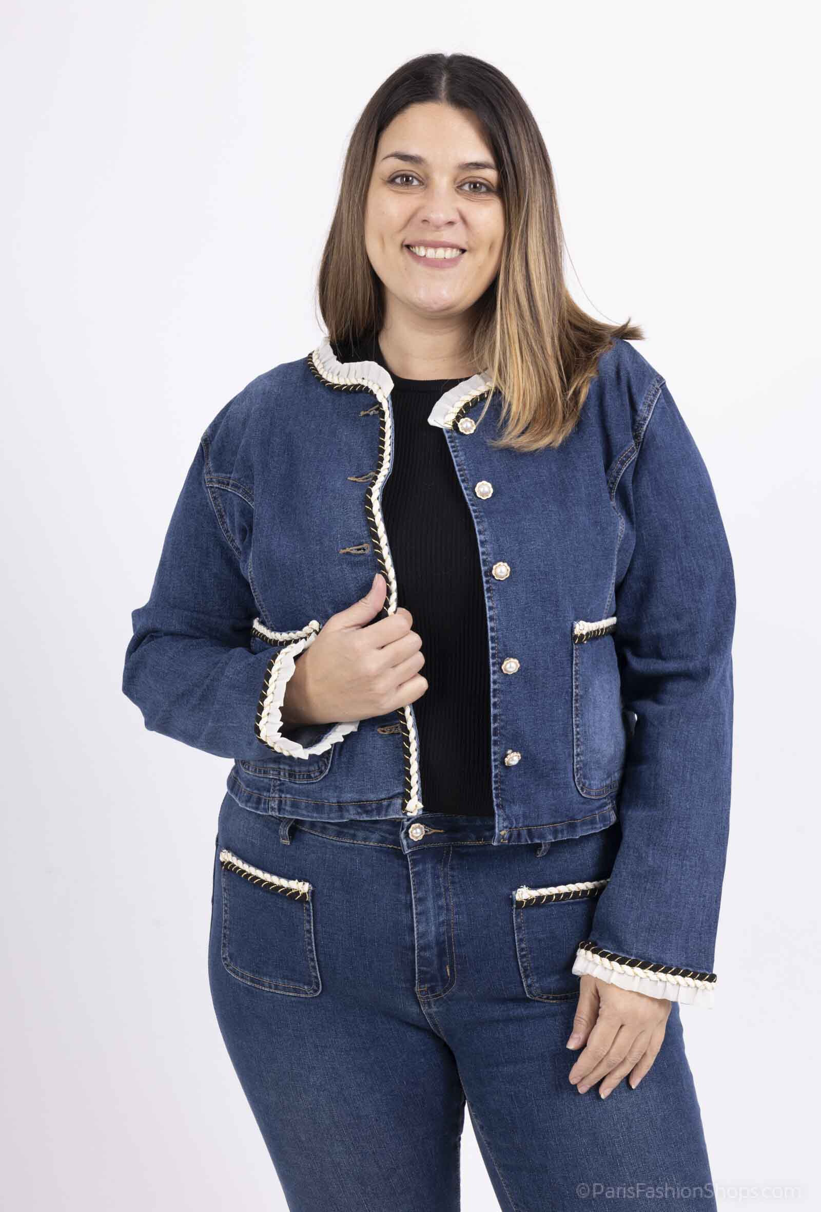 Grossiste Goodies - Veste en jean avec tresse poche