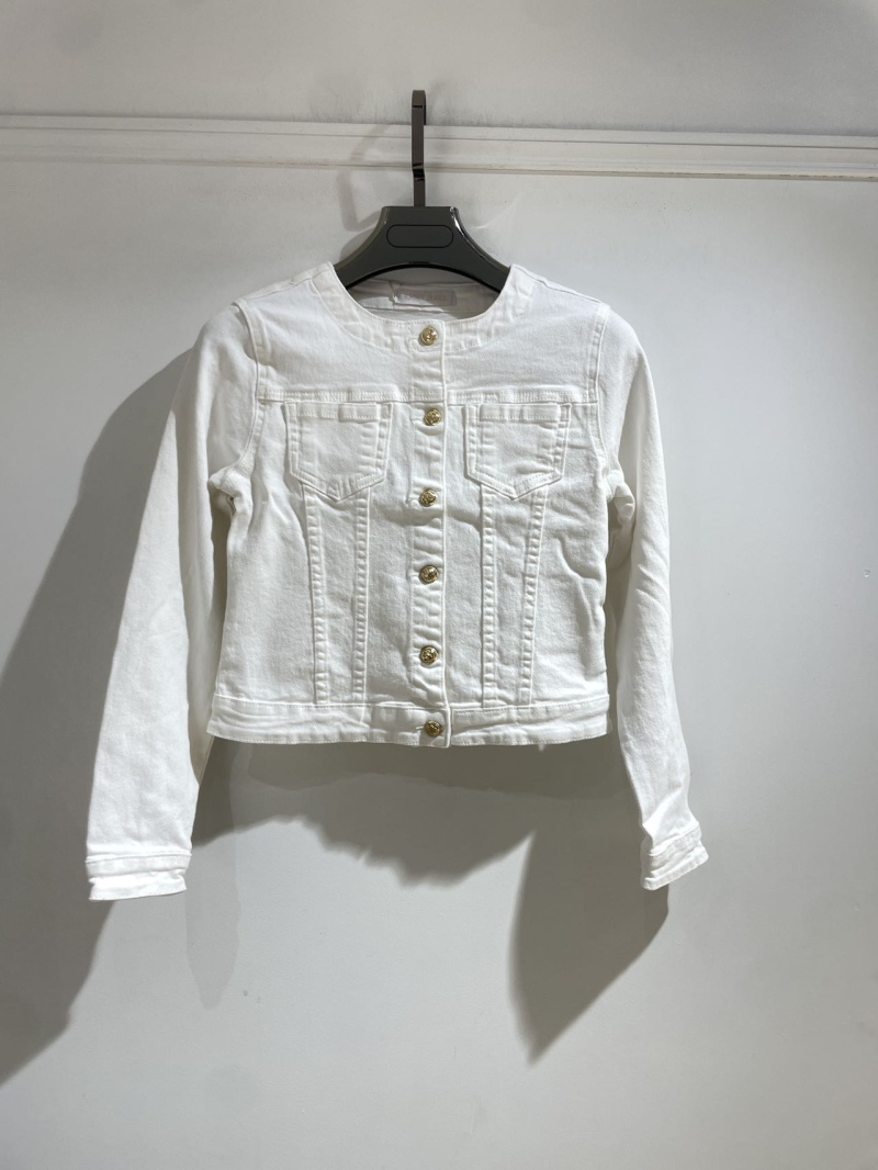 Wholesaler Goodies - VESTE EN JEAN BLANC STRETCH BOUTON DOREE