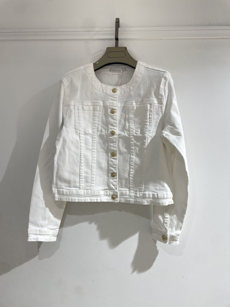 Wholesaler Goodies - VESTE EN JEAN BLANC STRETCH BOUTON DOREE
