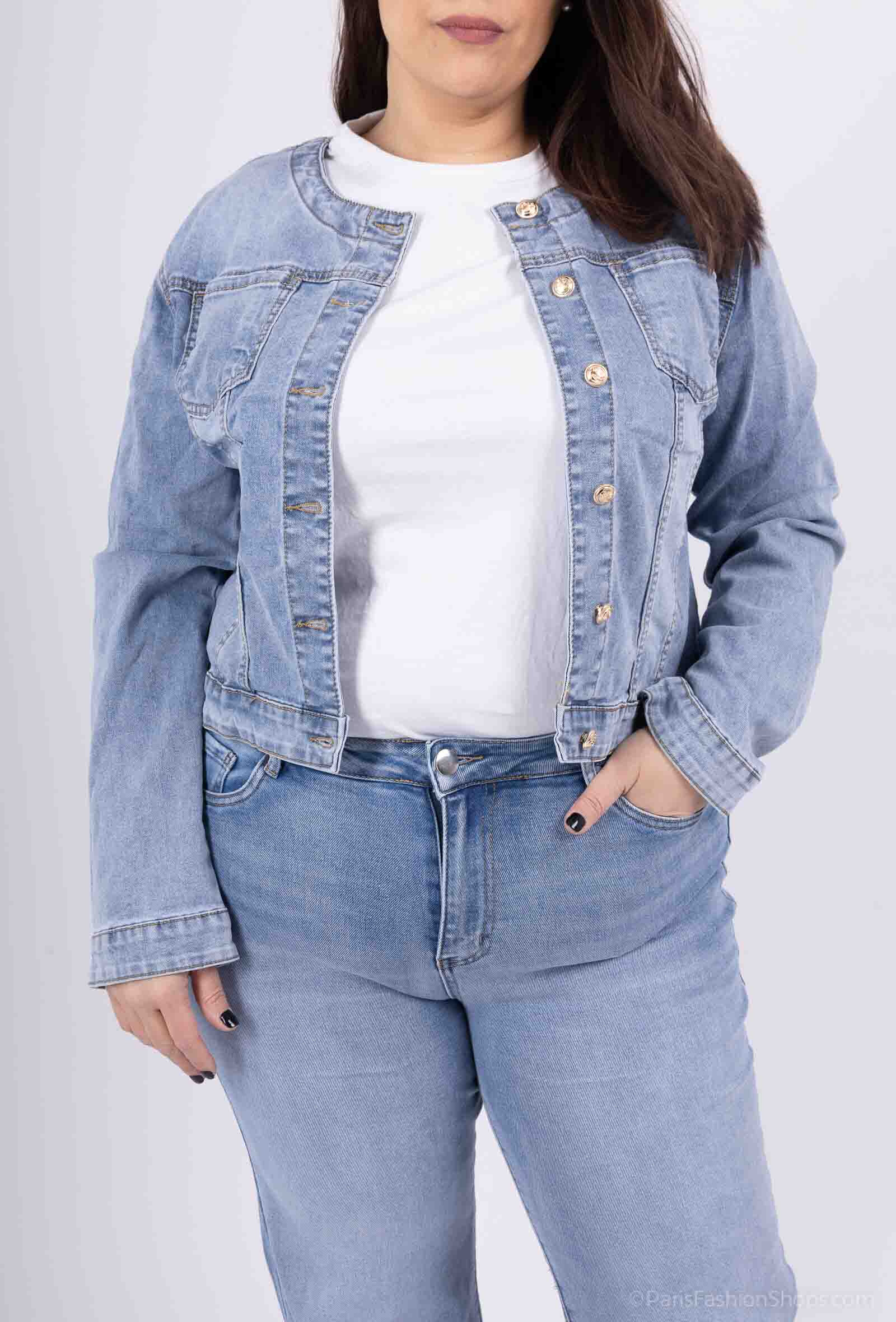 Grossiste Goodies - VESTE EN JEAN STRETCH BOUTON DOREE