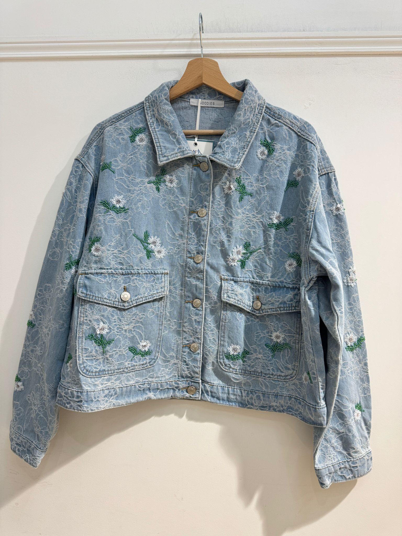 Wholesaler Goodies - Embellished Denim Jacket – Lace, Pearls, and Sequins