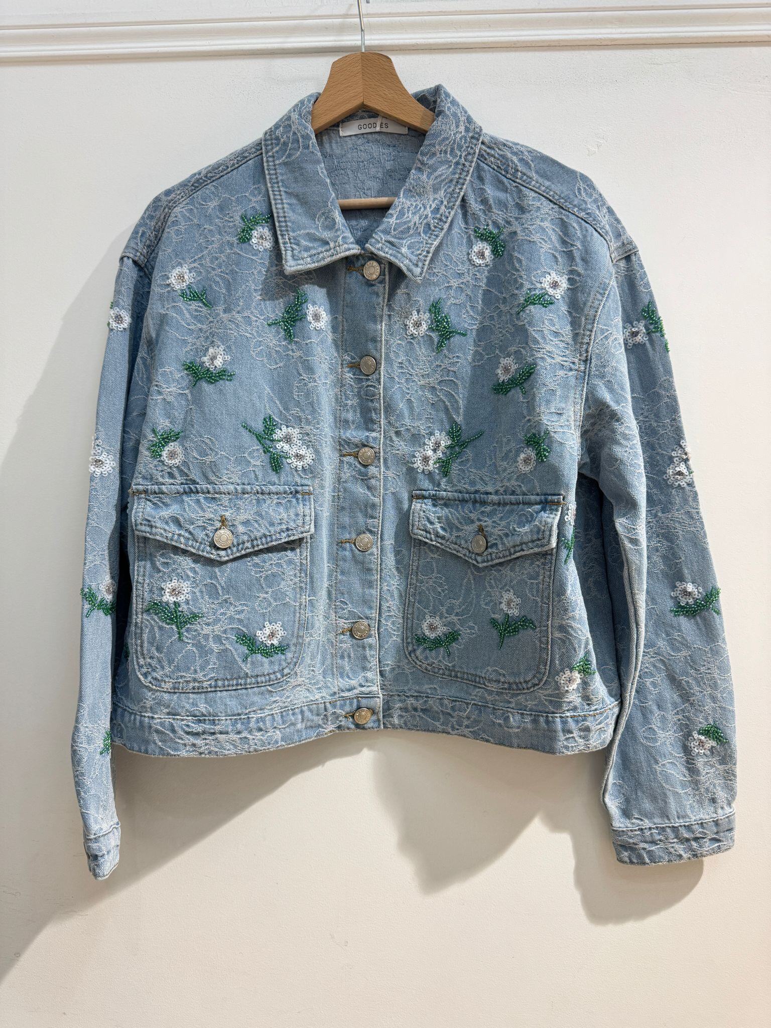 Wholesaler Goodies - Embellished Denim Jacket – Lace, Pearls, and Sequins