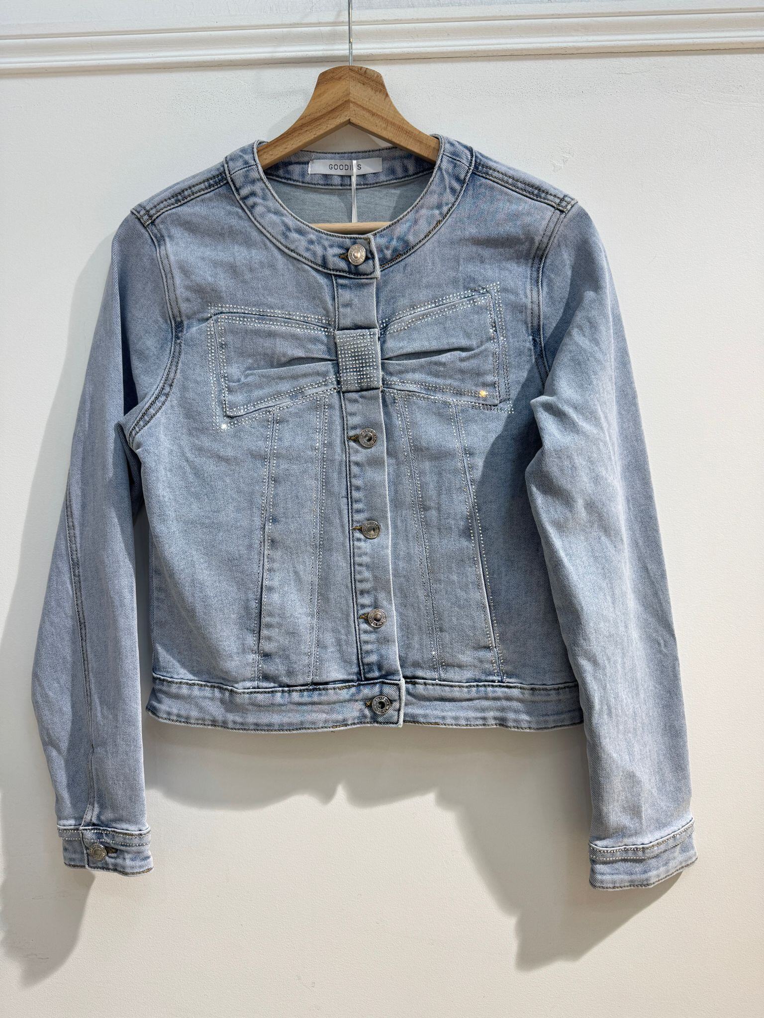 Grossista Goodies - Giacca in Denim Leggero con Fiocco di Strass – Eleganza Casual