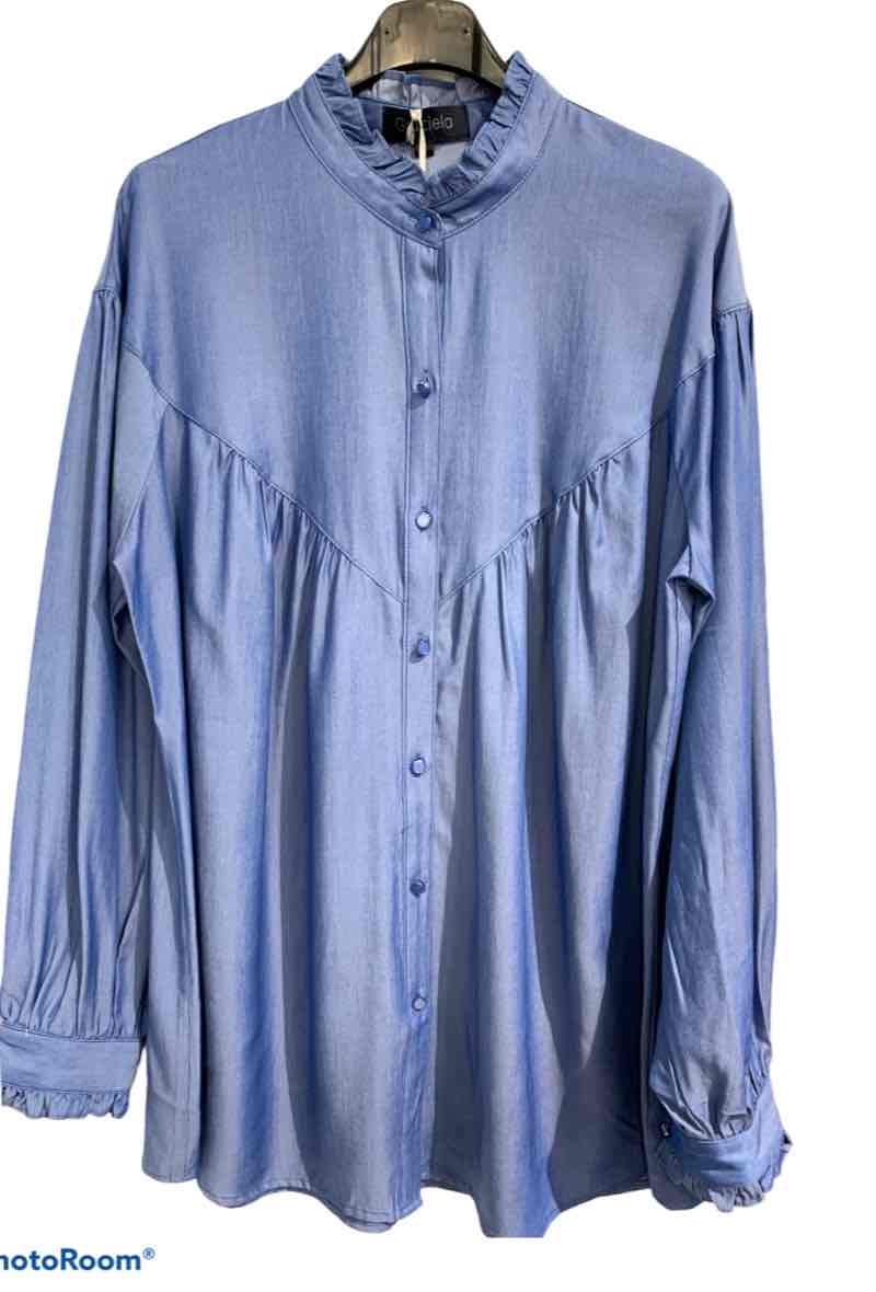 Grossiste Graciela Paris - Chemise longue ample et fluide en tencel. col mao