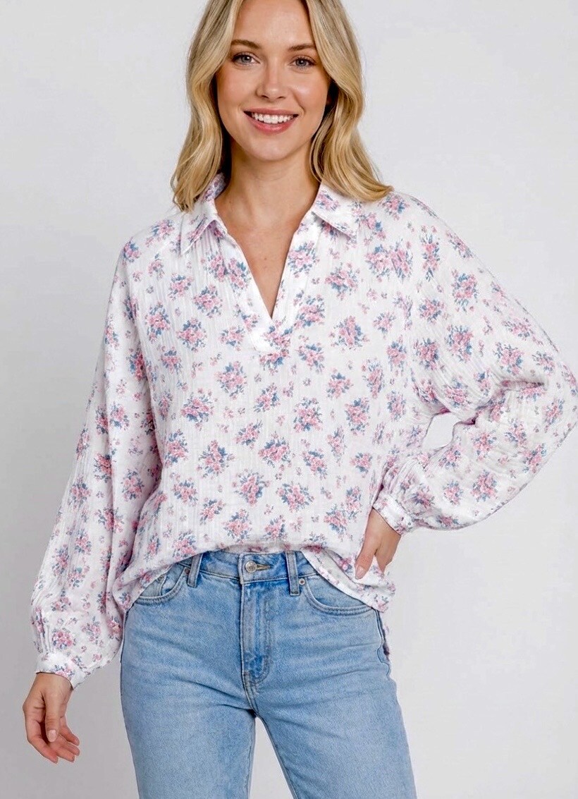 Mayorista Graciela Paris - Blusa holgada de gasa de algodón con estampado de corazones