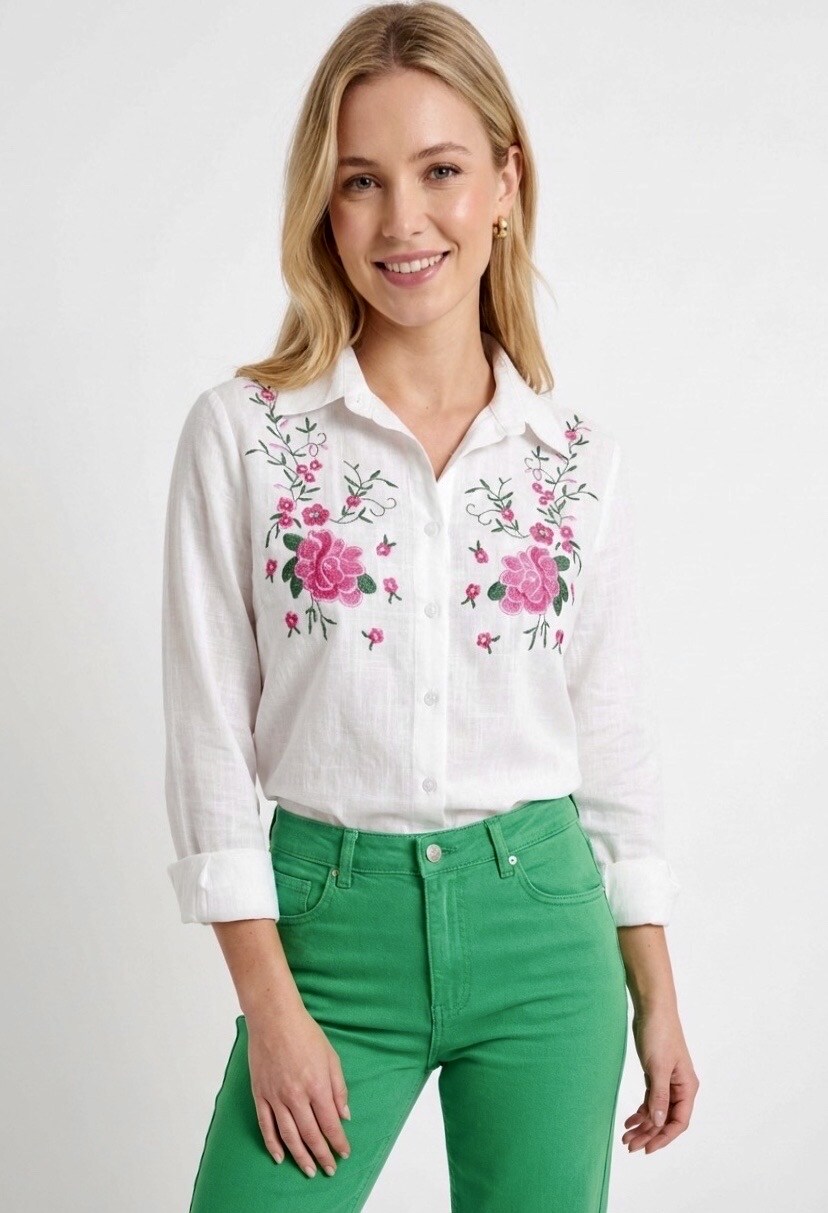 Mayorista Graciela Paris - Camisa de bordado de flores