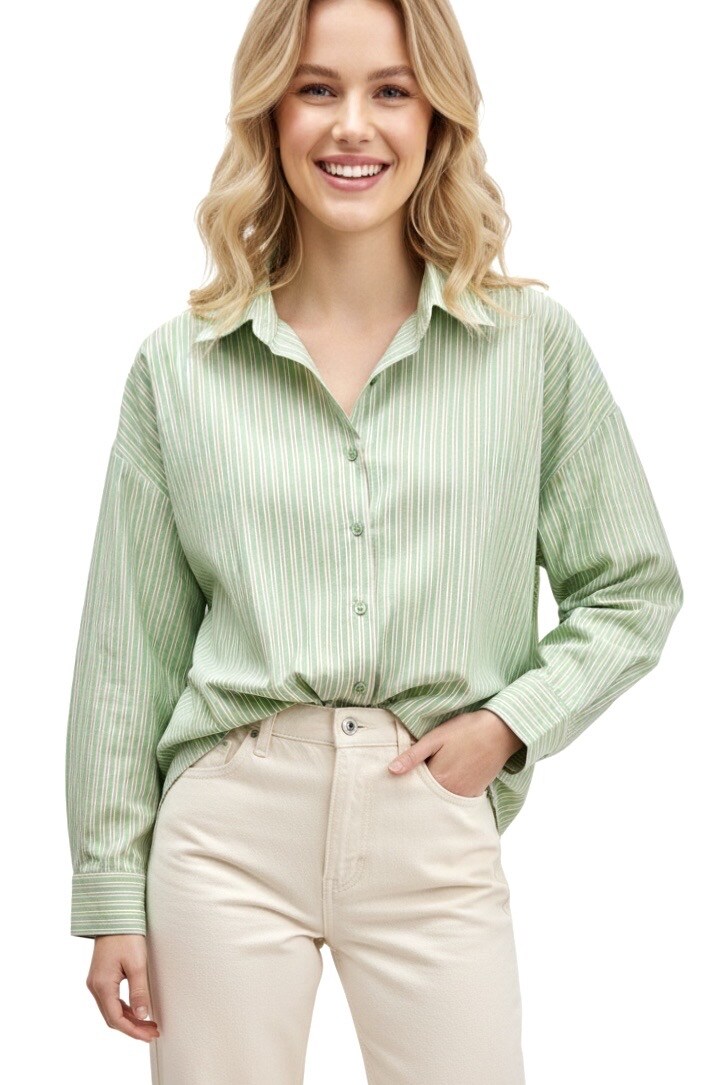 Grossista Graciela Paris - Camicia in cotone rigato, vestibilità ampia