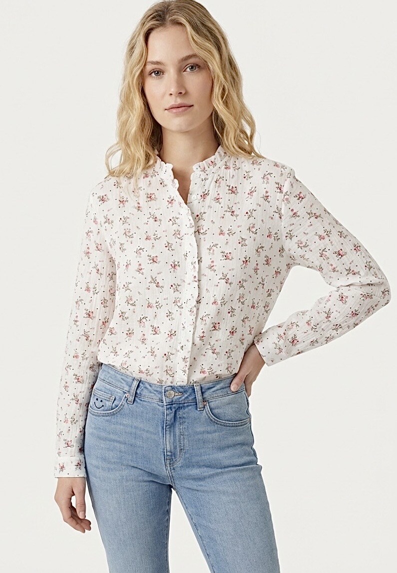 Grossista Graciela Paris - Camicia in garza di cotone con stampa floreale
