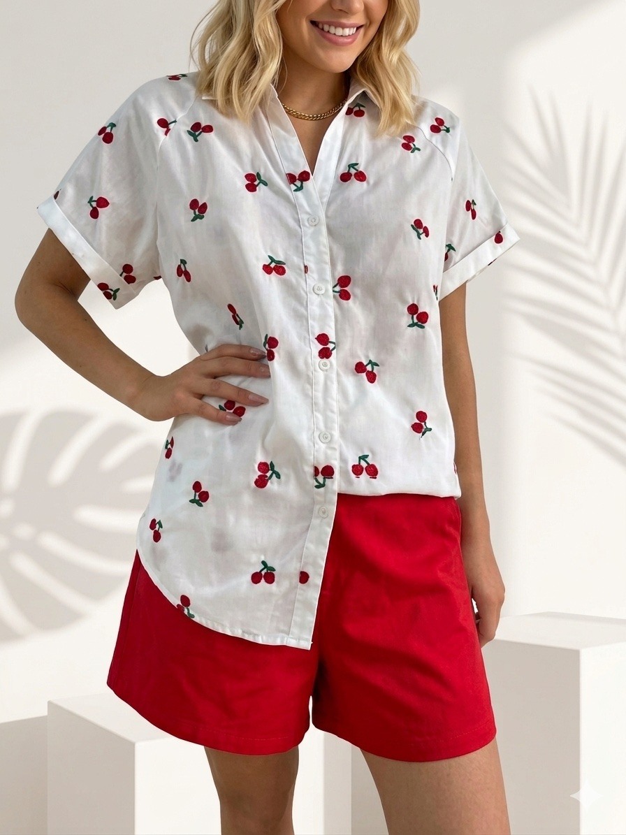 Mayorista Graciela Paris - Camisa con estampado de cerezas