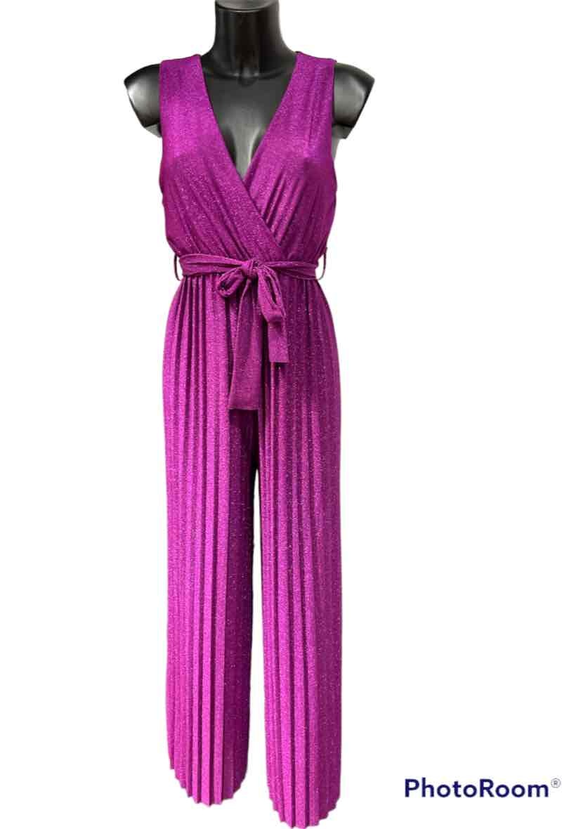Wholesaler Graciela Paris - Shiny stretch lurex jumpsuit with pleated pants