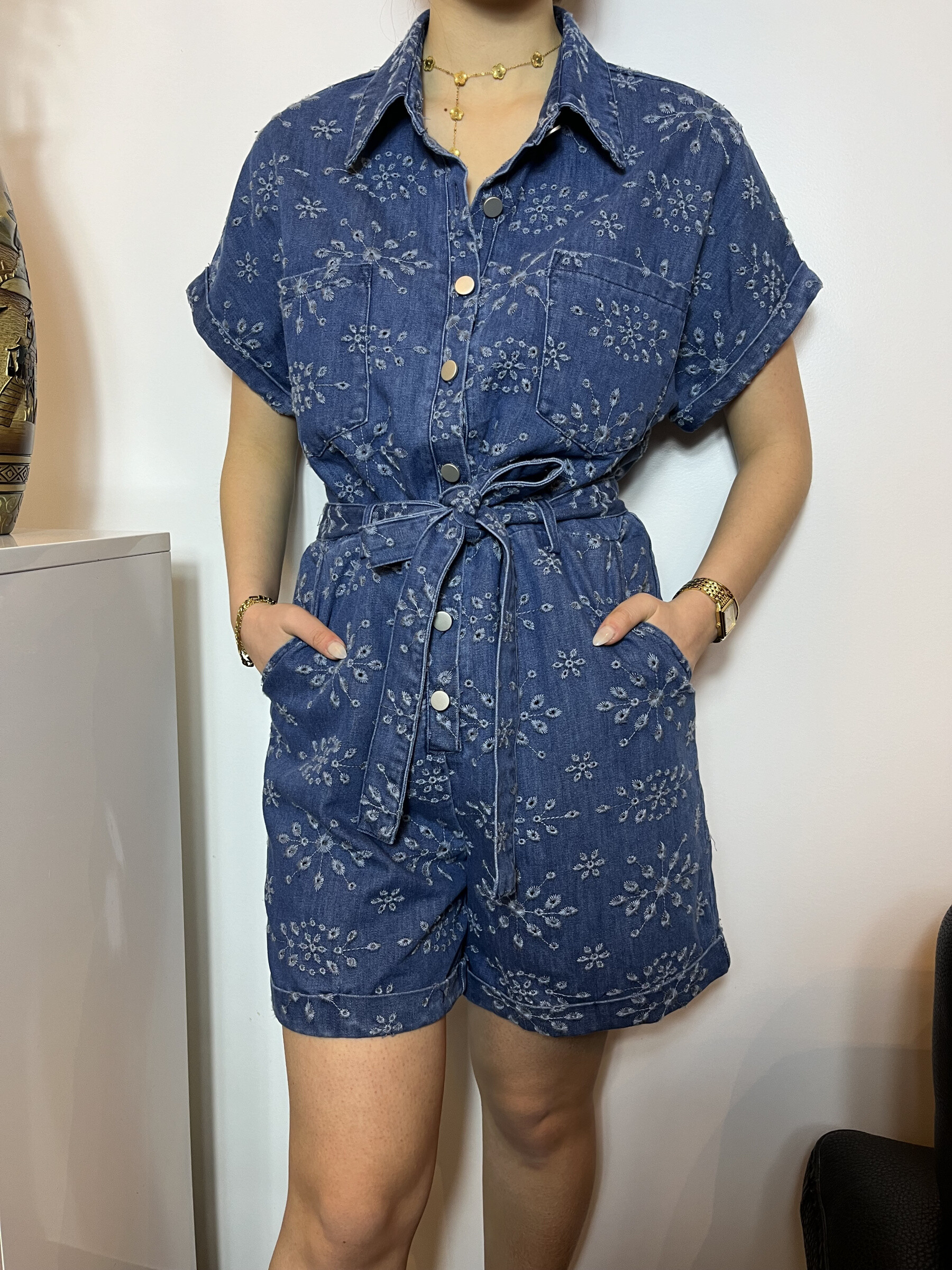 Wholesaler Graciela Paris - Combi denim shorts with embroidery