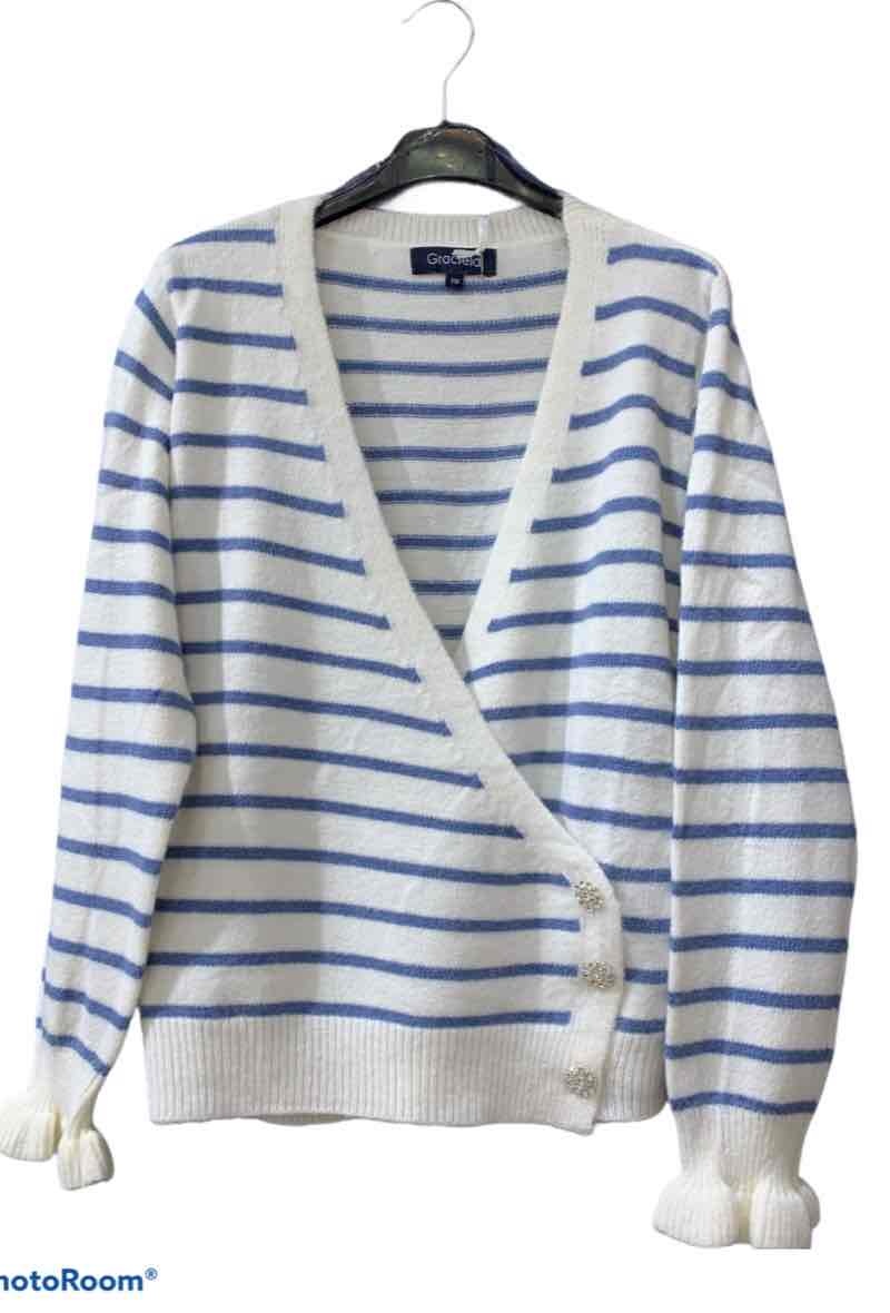 Grossiste Graciela Paris - Gilet mariniere en cache-coeur. fermeture avec 3 boutons bijoux