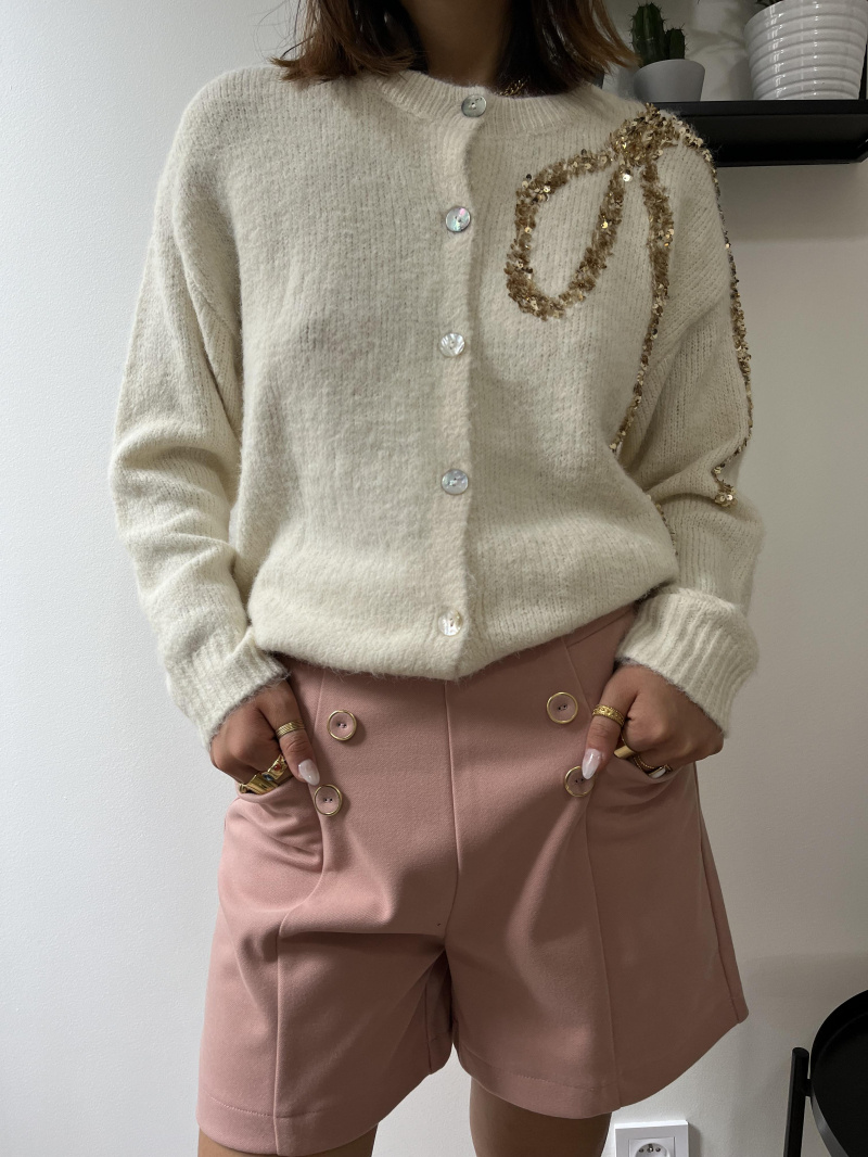 Wholesaler Graciela Paris - Sequined bow pattern cardigan