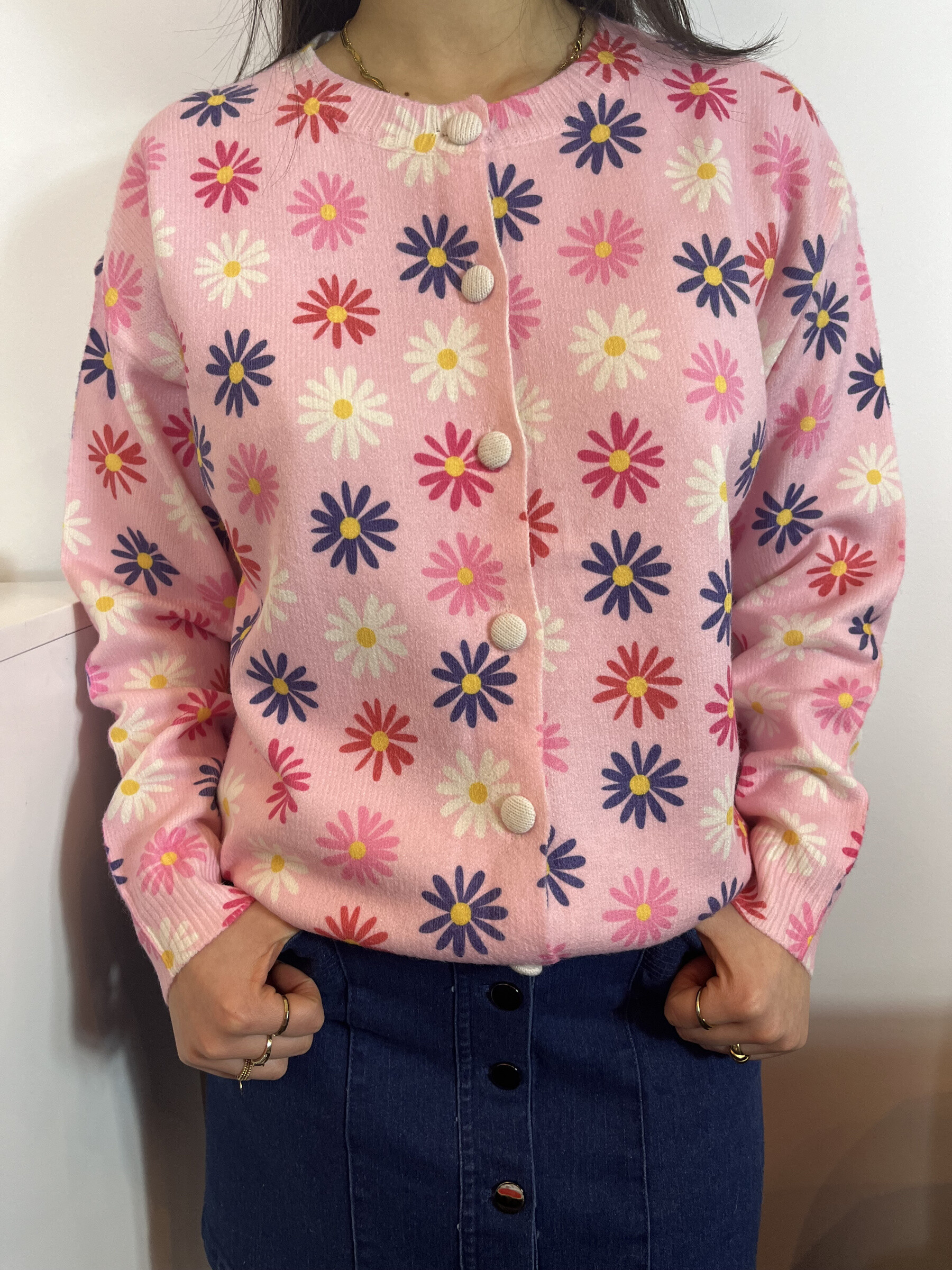 Wholesaler Graciela Paris - Pink cardigan with floral print